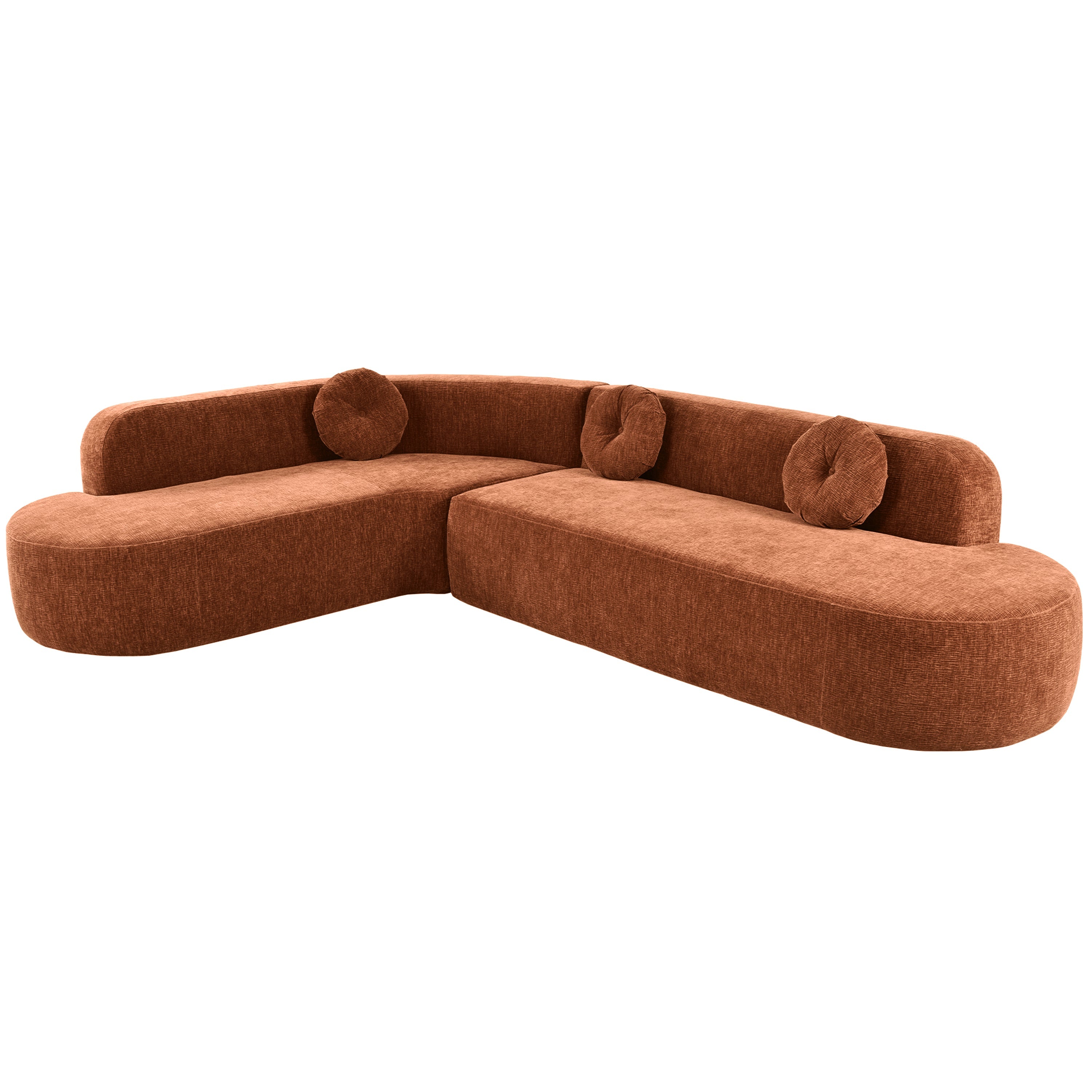 Mirod 122'' Extra Large Burnt Orange Chenille Sectional Sofa