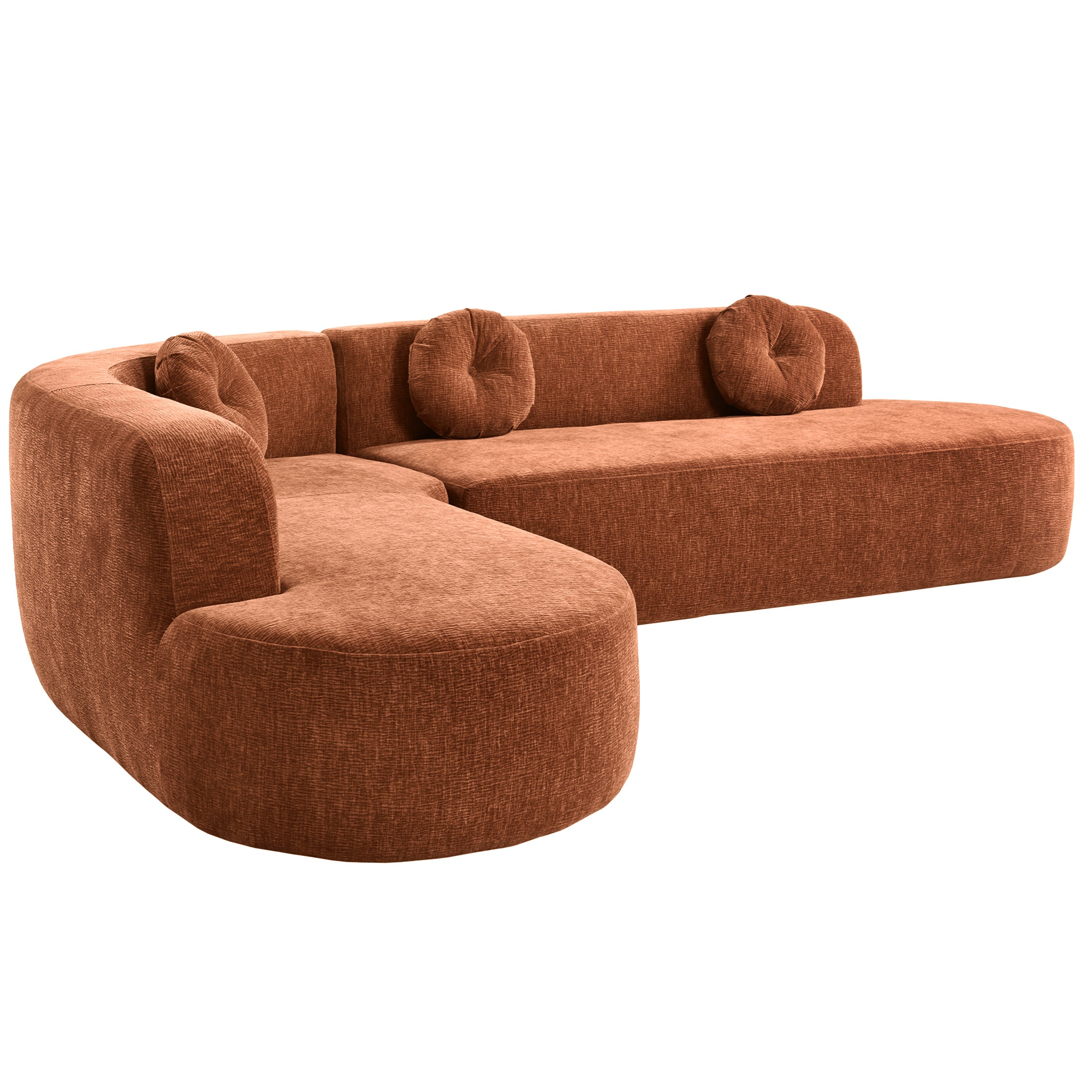 Mirod 122'' Extra Large Burnt Orange Chenille Sectional Sofa