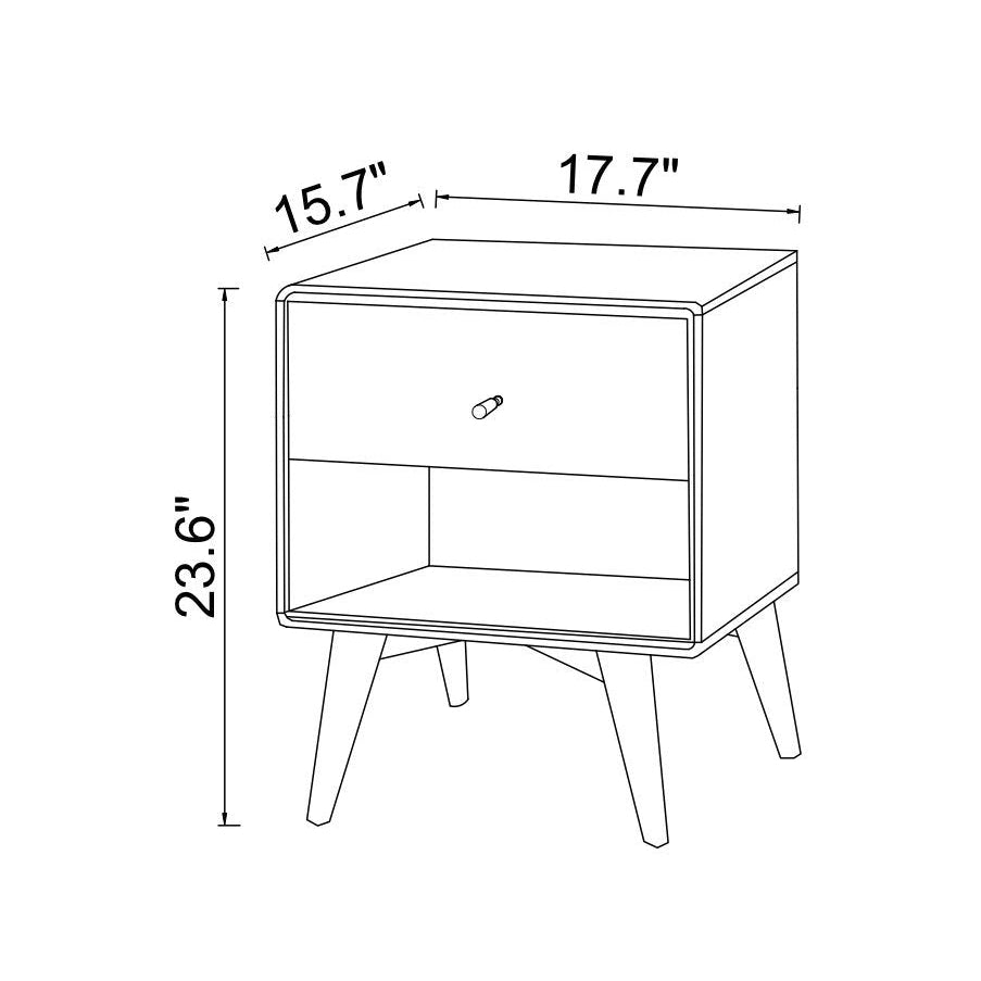 Noak Single Drawer Mid Century Modern Style Nightstand