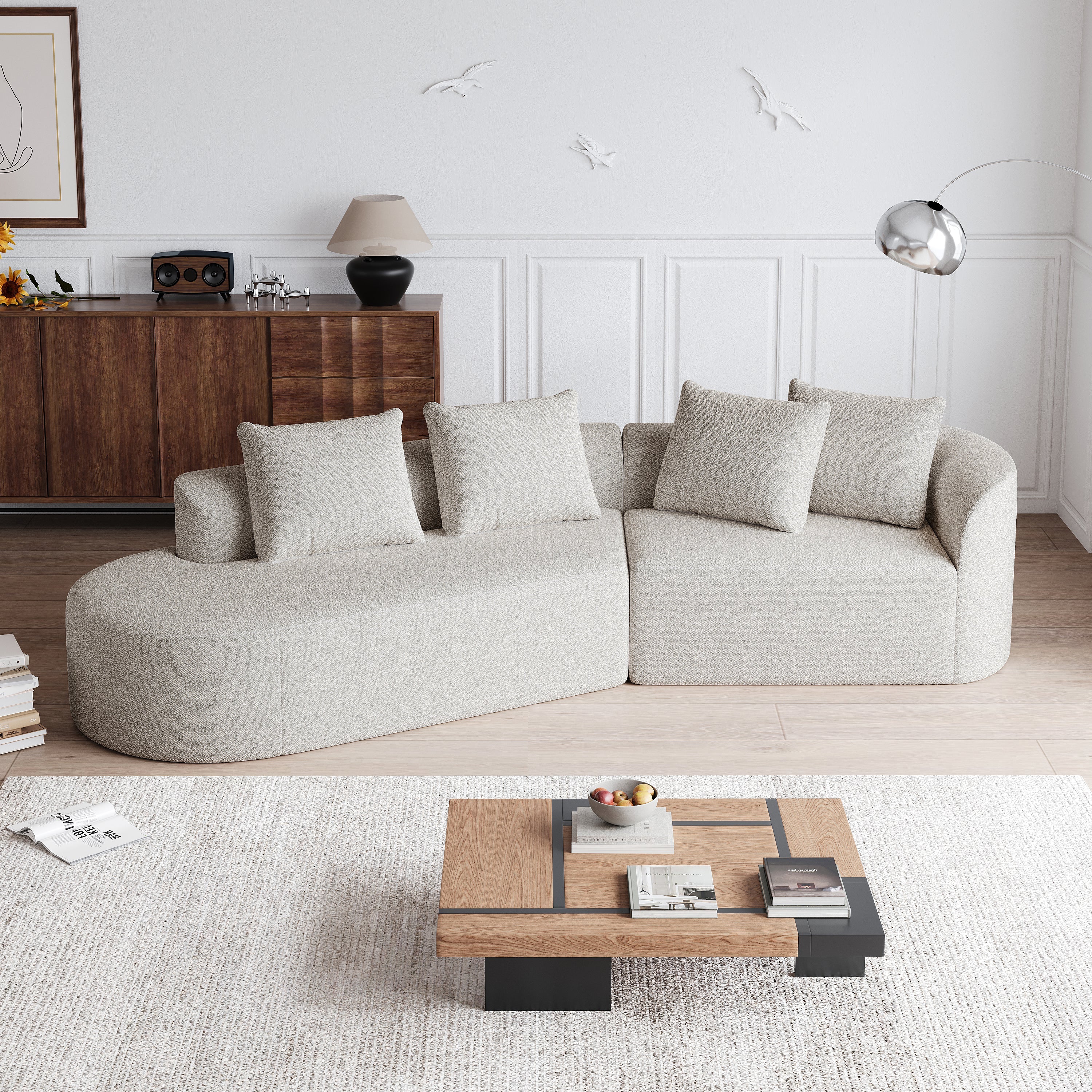 Simi Modern Chenille Upholstered Oversized Sectional Sofa