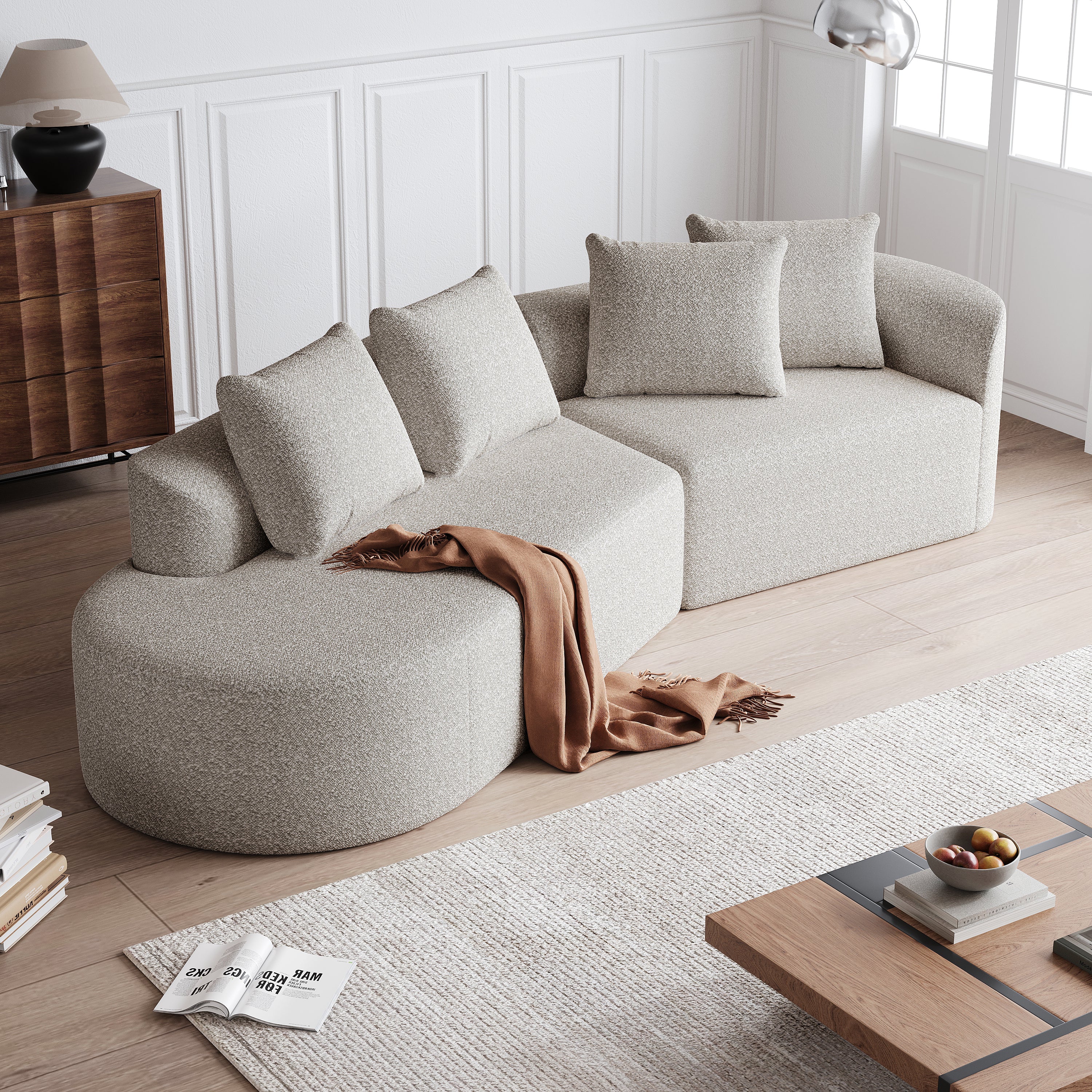 Simi Modern Chenille Upholstered Oversized Sectional Sofa