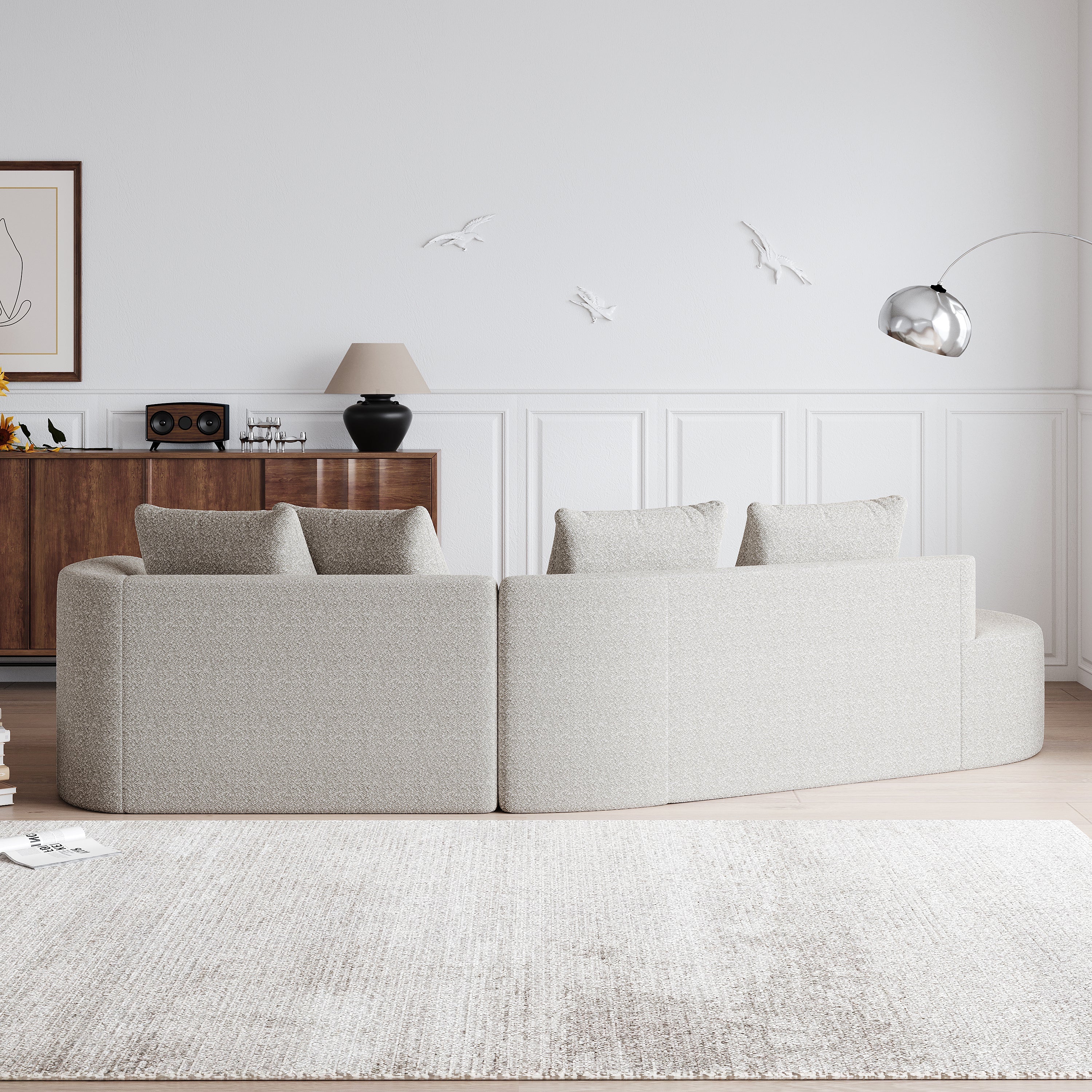 Simi Modern Chenille Upholstered Oversized Sectional Sofa
