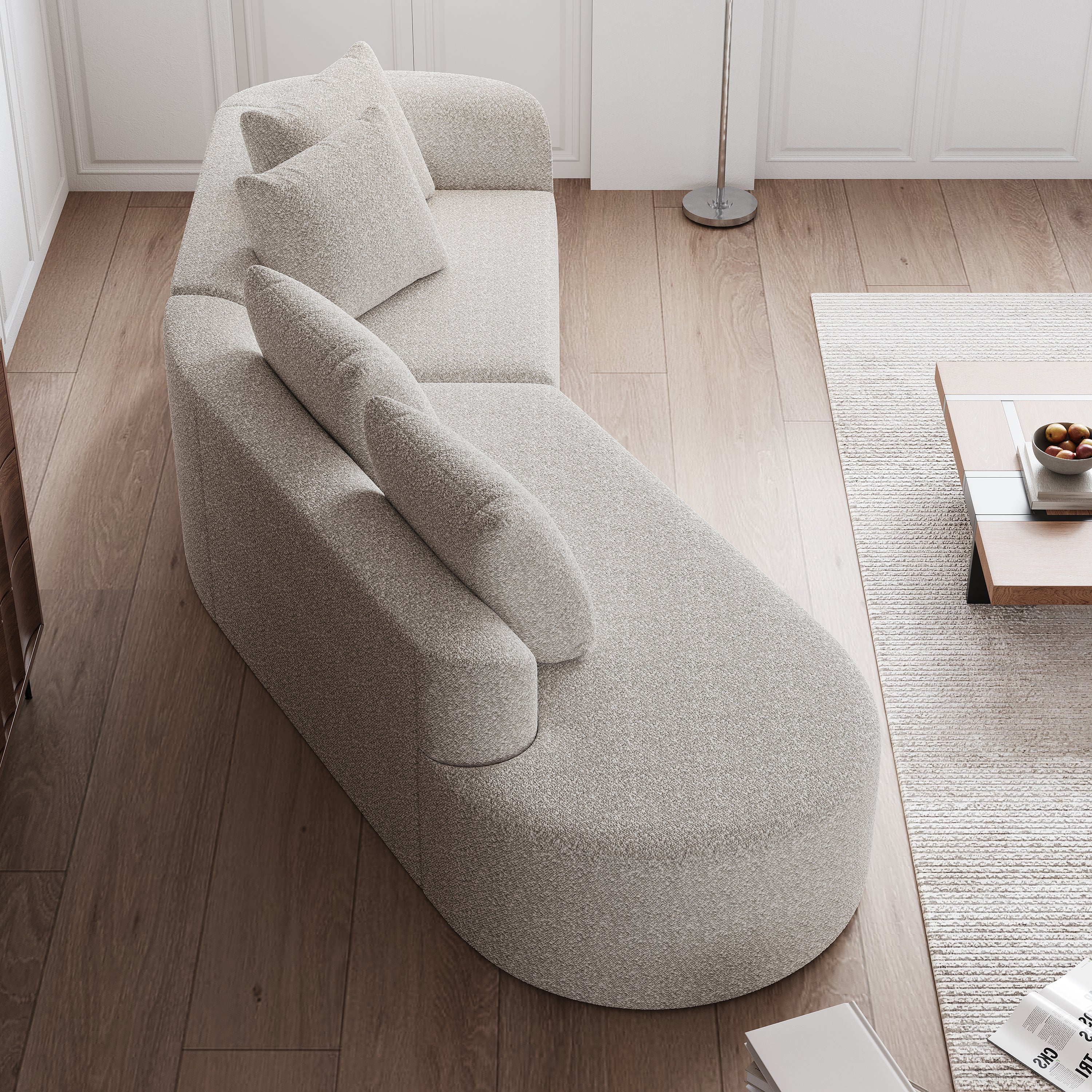 Simi Modern Chenille Upholstered Oversized Sectional Sofa
