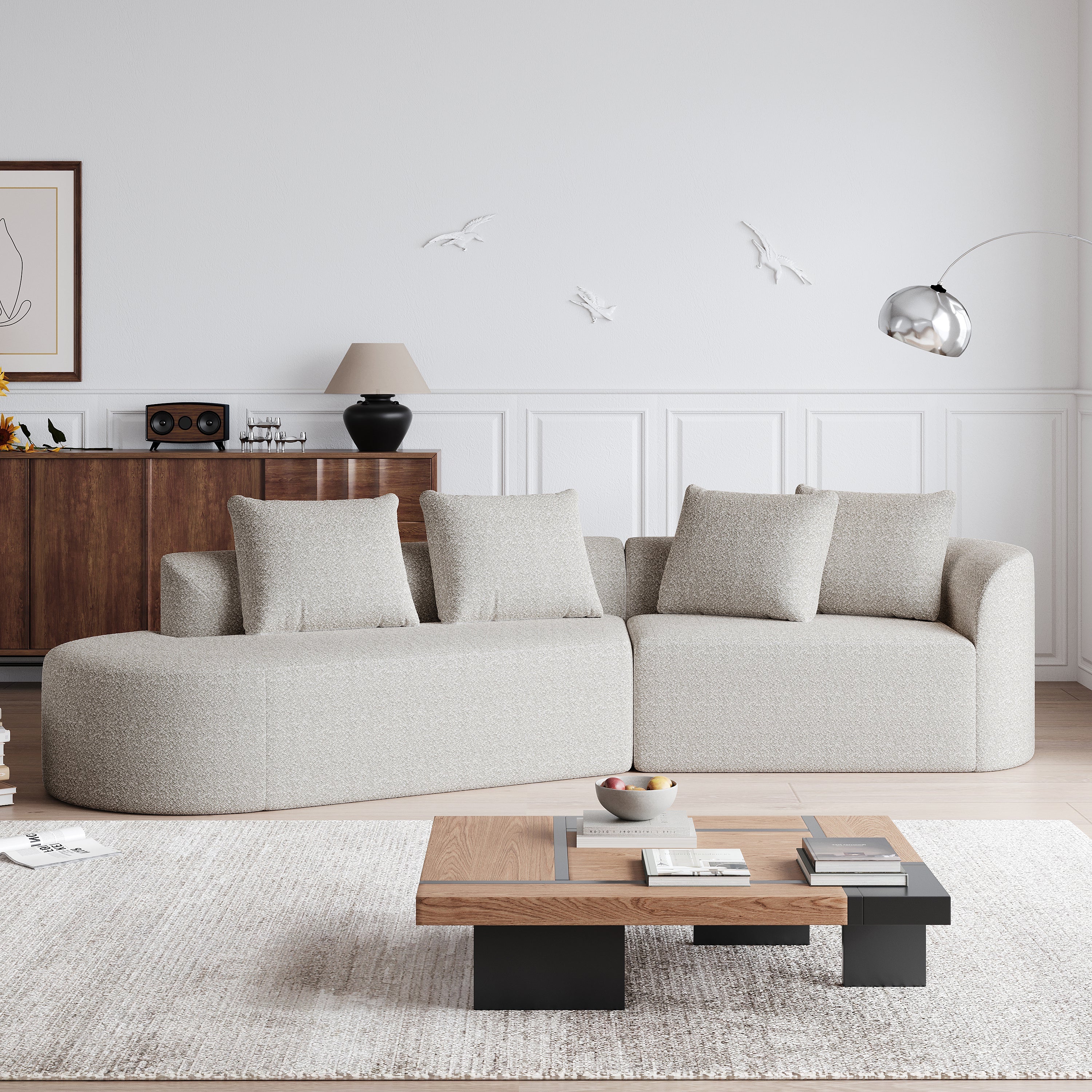 Simi Modern Chenille Upholstered Oversized Sectional Sofa