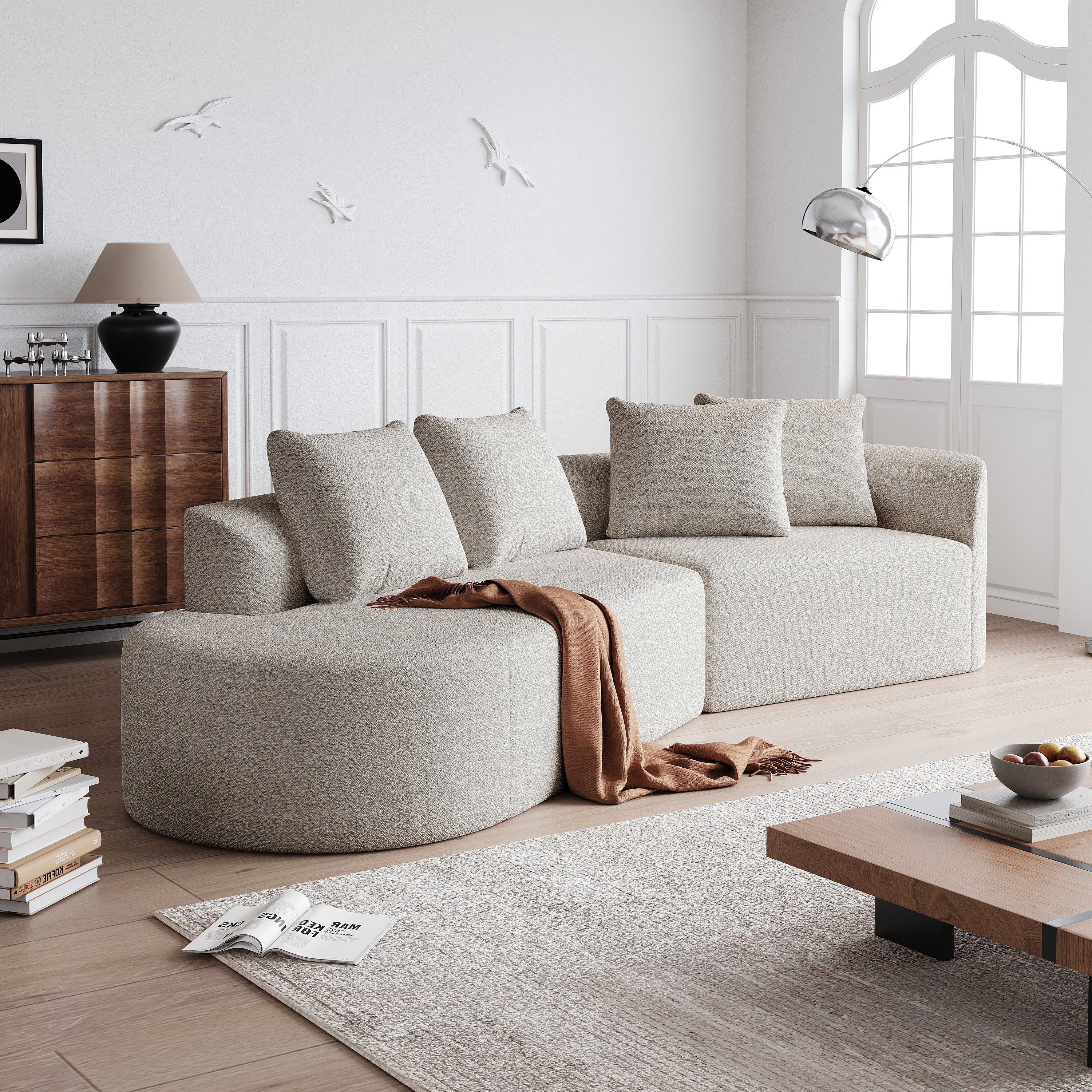 Simi Modern Chenille Upholstered Oversized Sectional Sofa