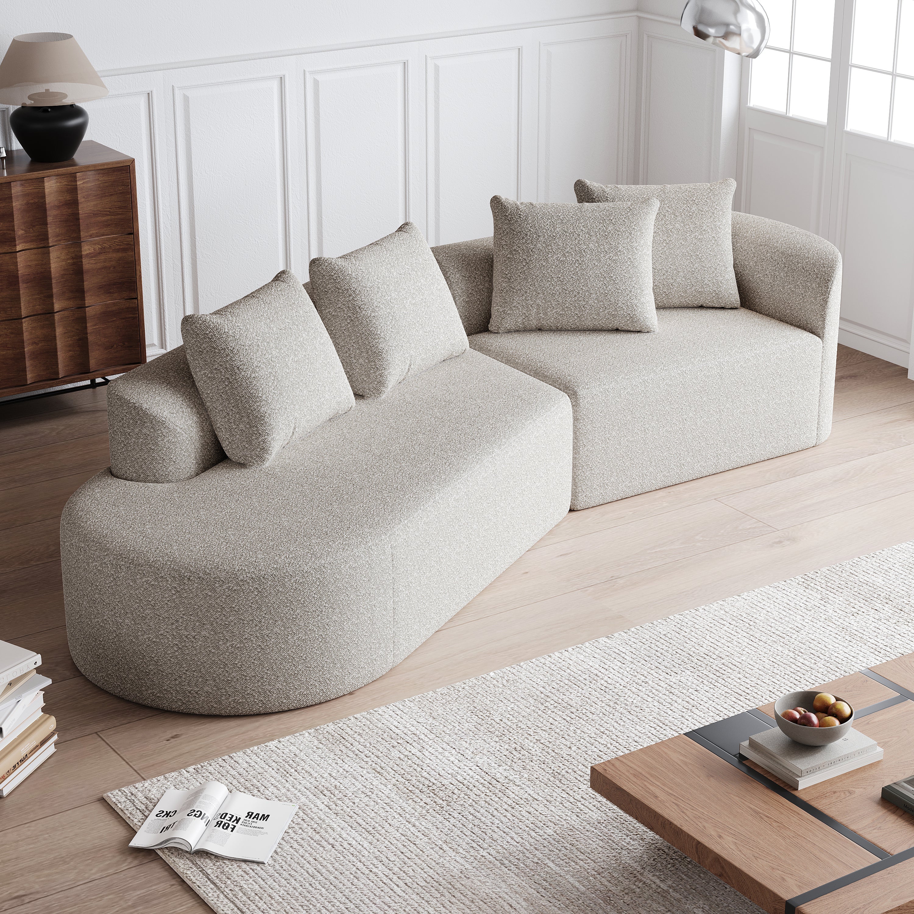 Simi Modern Chenille Upholstered Oversized Sectional Sofa