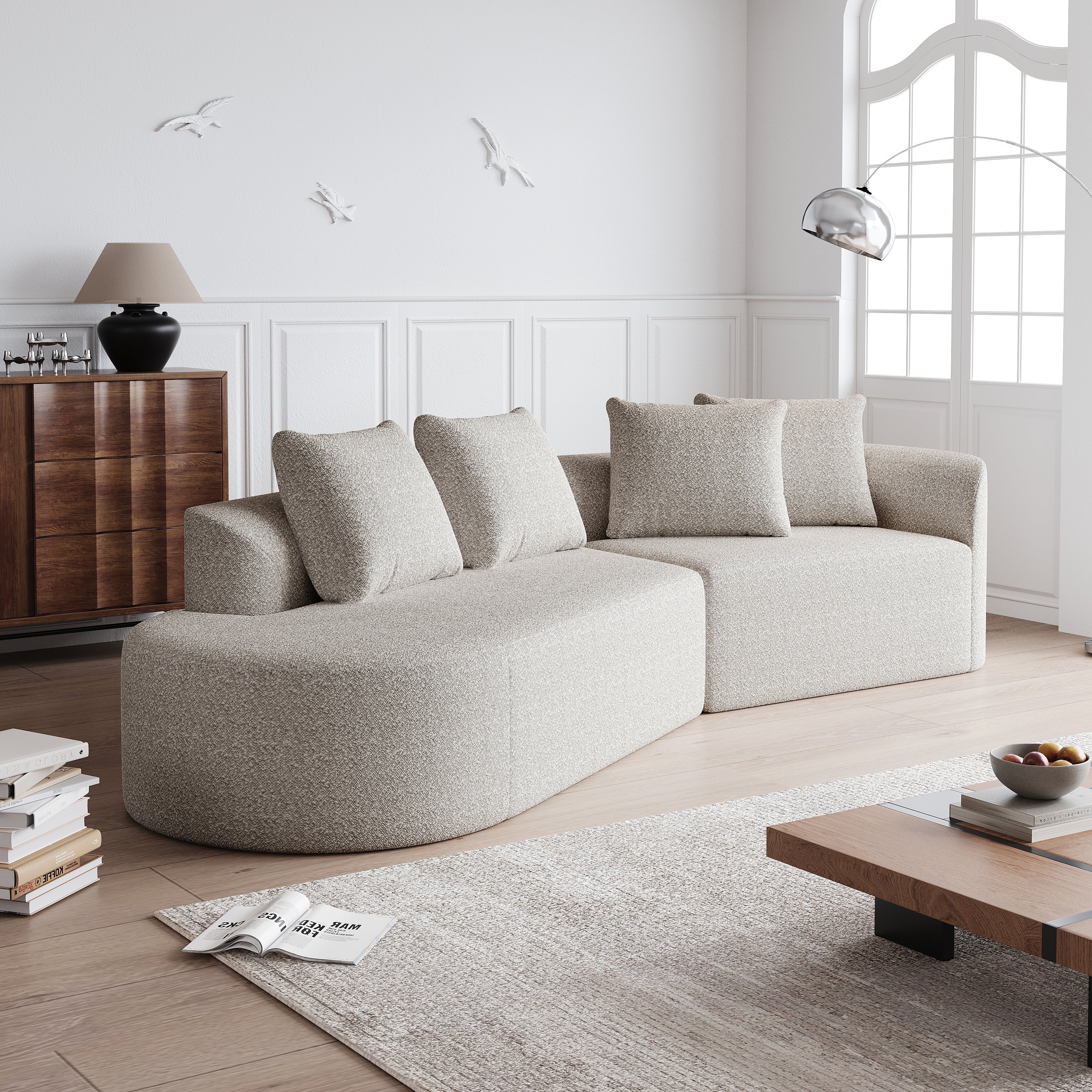 Simi Modern Chenille Upholstered Oversized Sectional Sofa