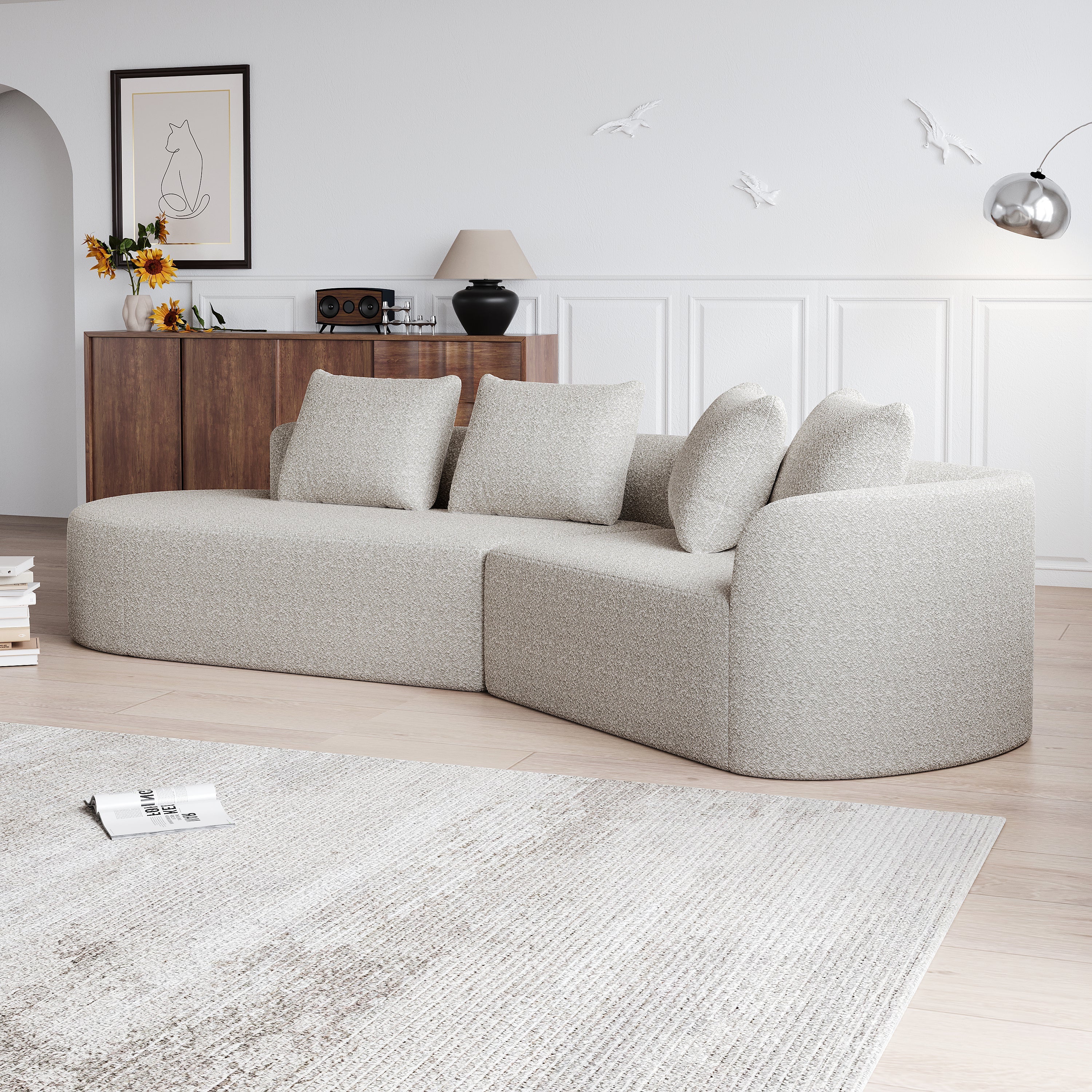 Simi Modern Chenille Upholstered Oversized Sectional Sofa