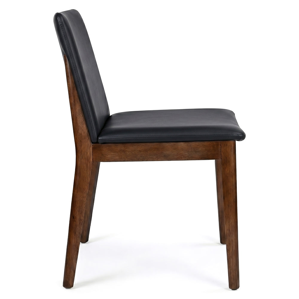 Virginia Dining Chair Black Leather Set of 2