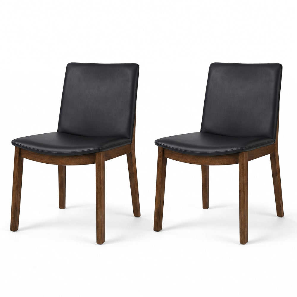 Virginia Dining Chair Black Leather Set of 2