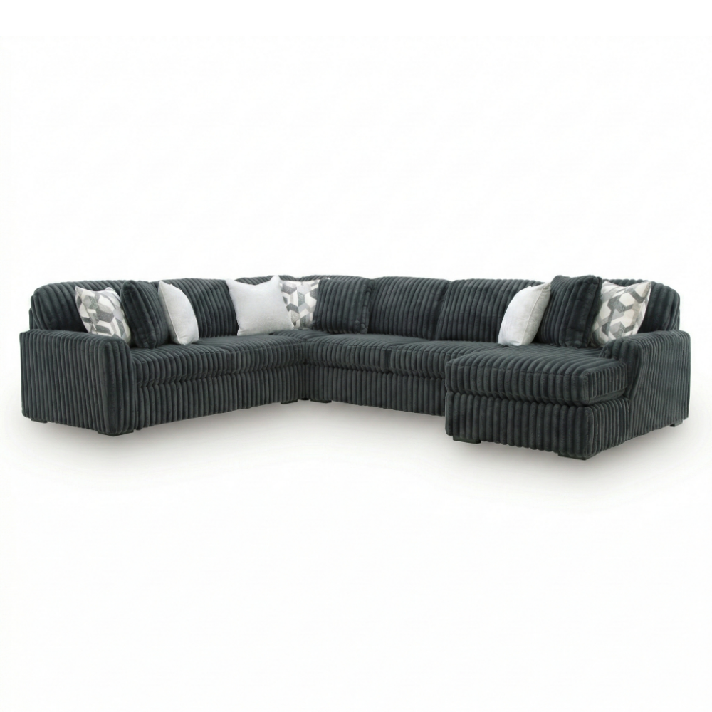 Midnight-Madness 4-Piece Sectional with Right Chaise - Blue