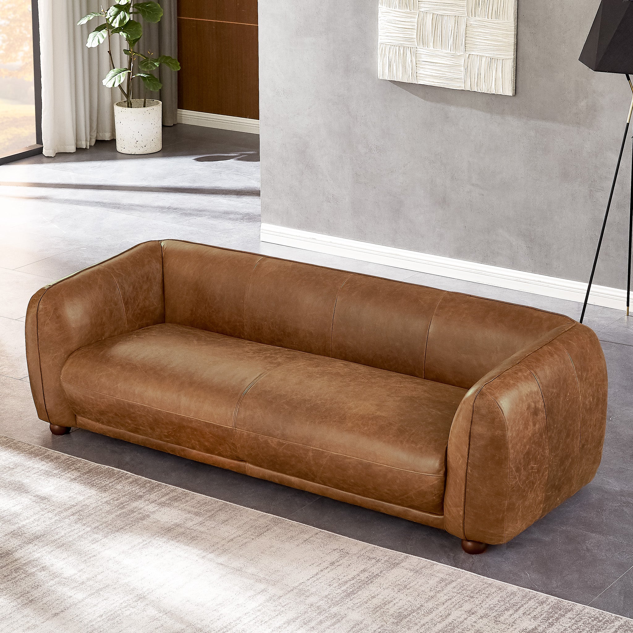 Milsery Leather Sofa (Brown)