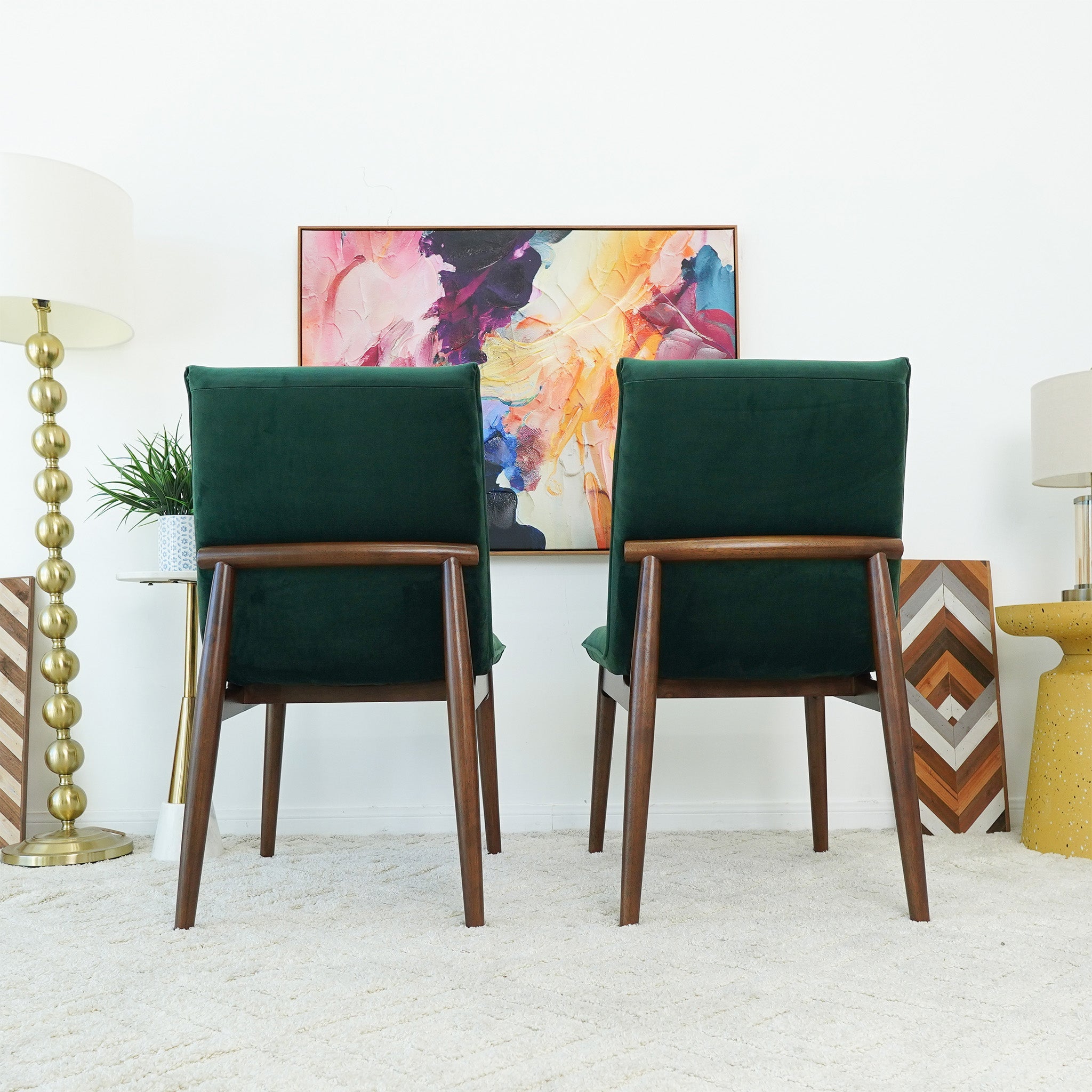 Moss Dark Green Velvet Dining Chair Set of 2