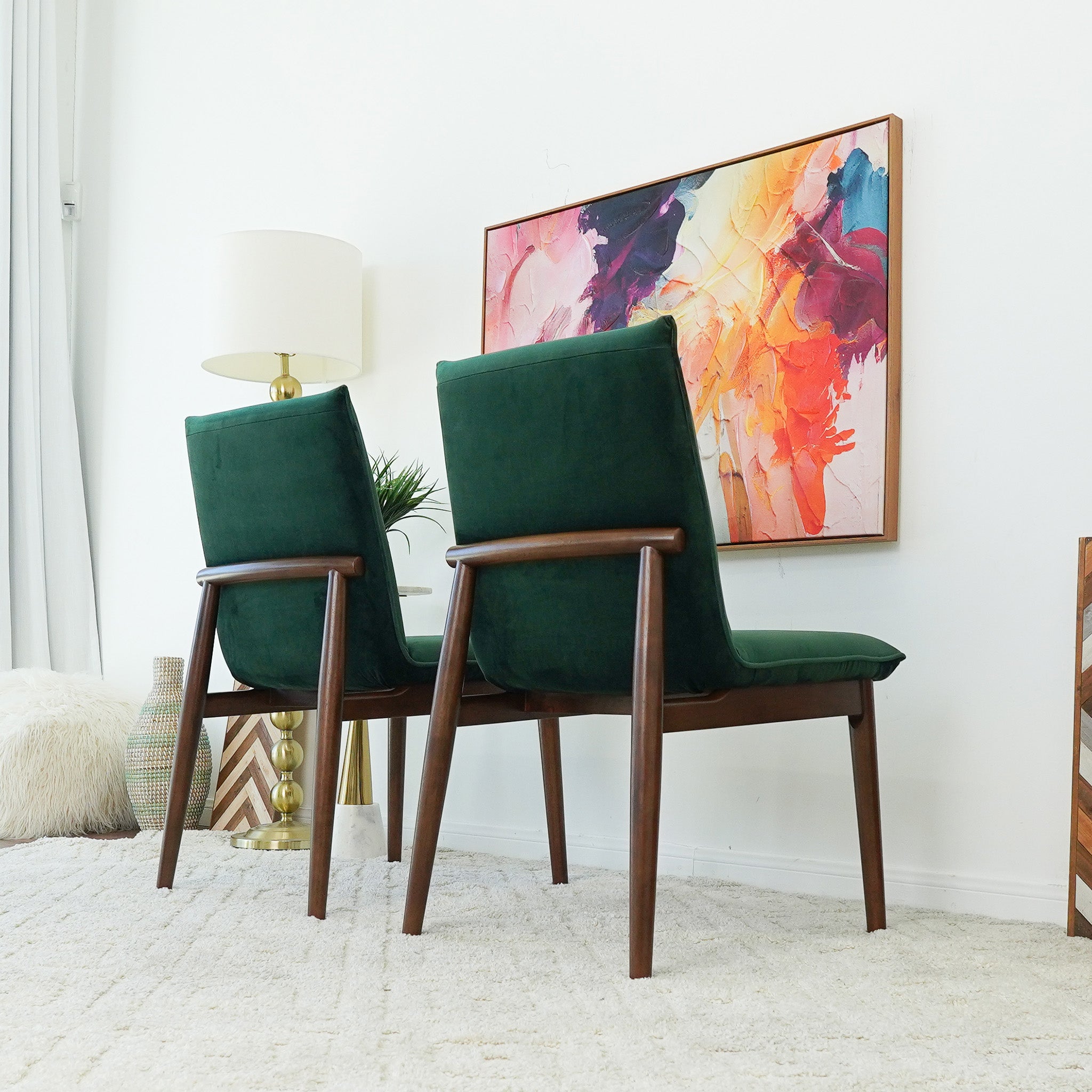 Moss Dark Green Velvet Dining Chair Set of 2