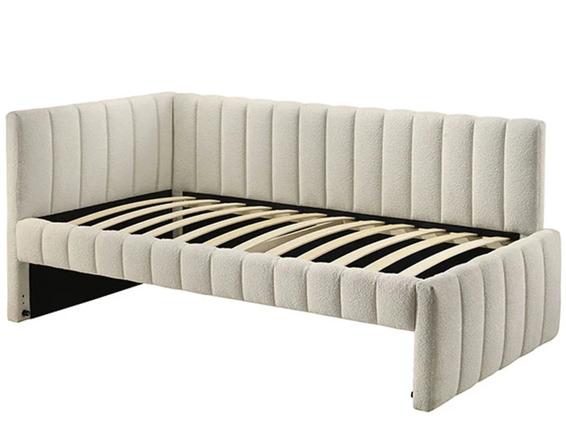 Nardi Contemporary White Boucle Upholstered Twin Daybed with Trundle