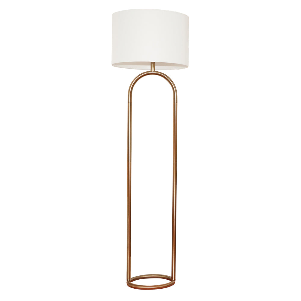 Nessa Brass Ring Base Floor Lamp with Large White Drum Shade