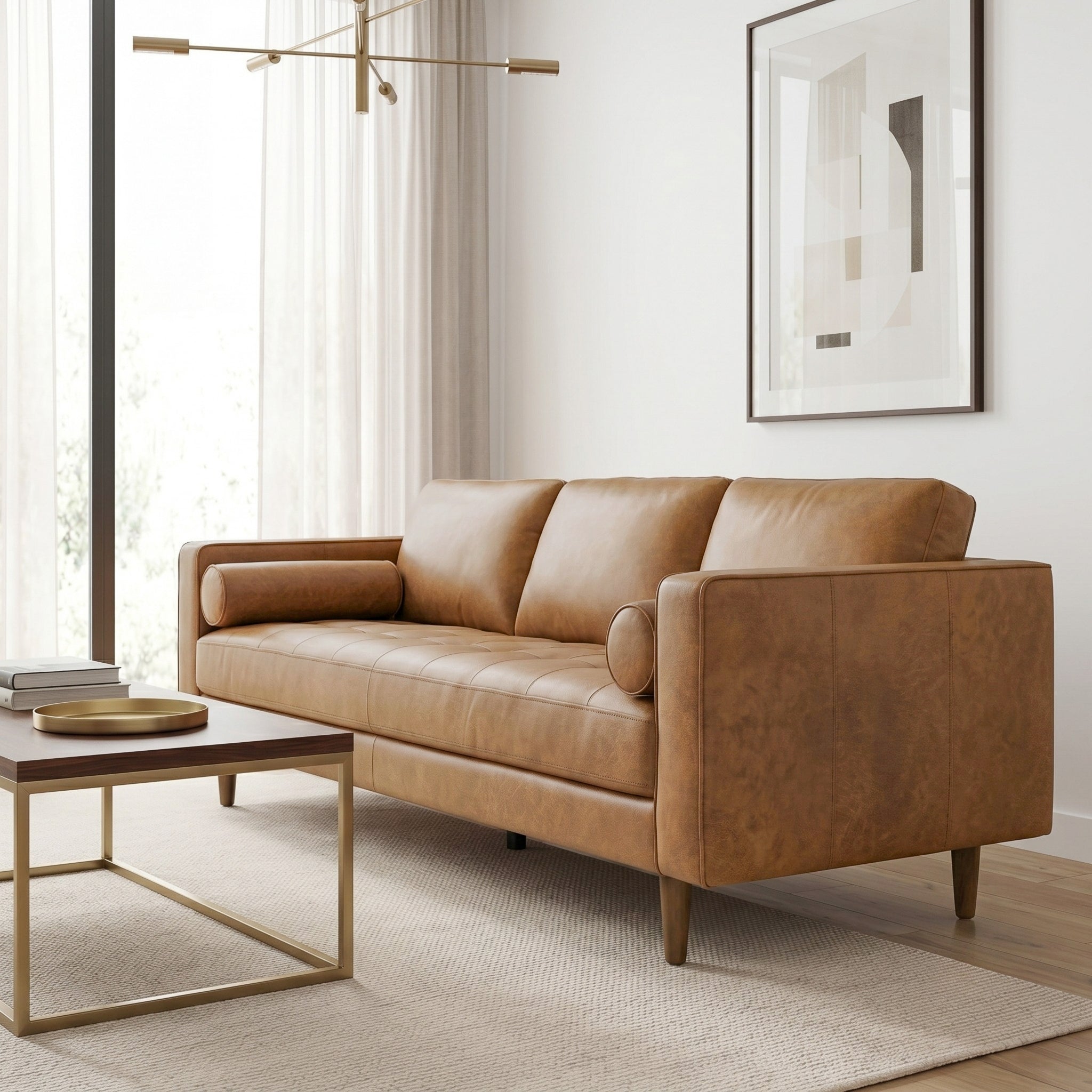 Carroll Genuine Top Grain Leather 3-Seater Sofa | New York Modern Furniture