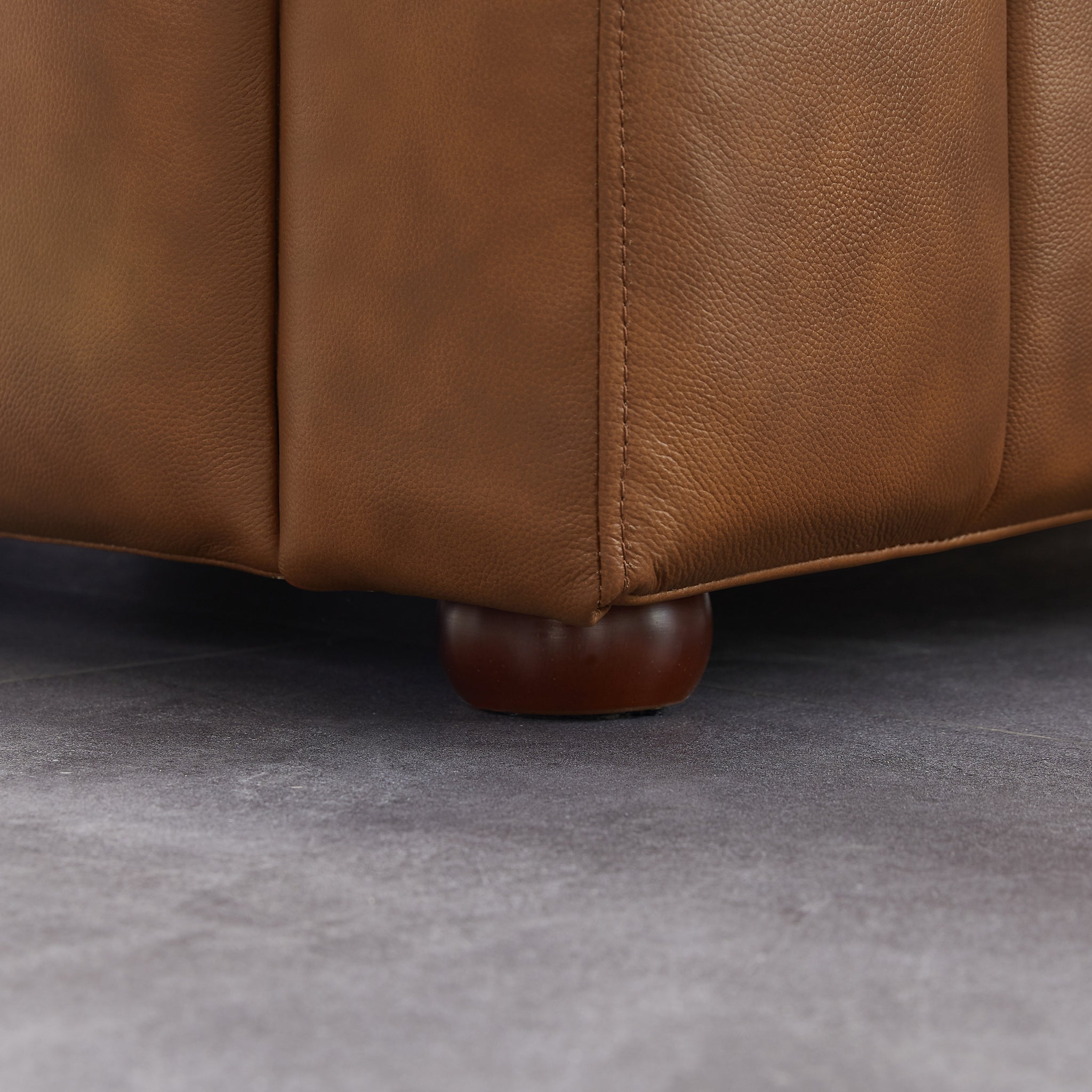 Celeste Mid-Century Modern Cognac Top-Grain Leather Sofa | New York Modern Furniture