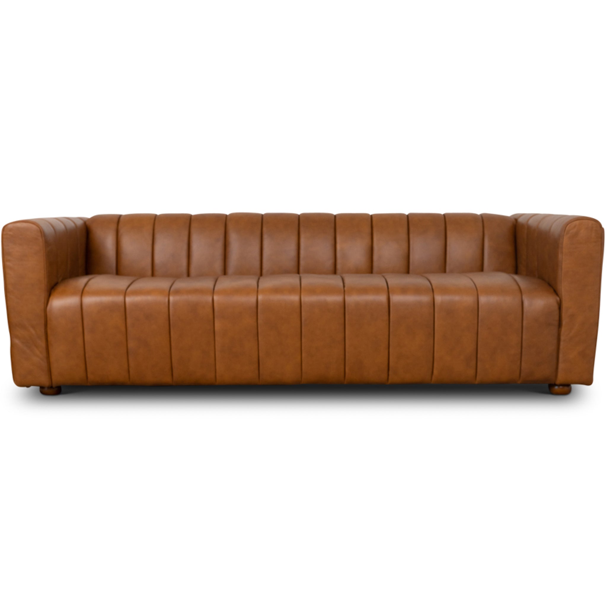 Celeste Mid-Century Modern Cognac Top-Grain Leather Sofa | New York Modern Furniture