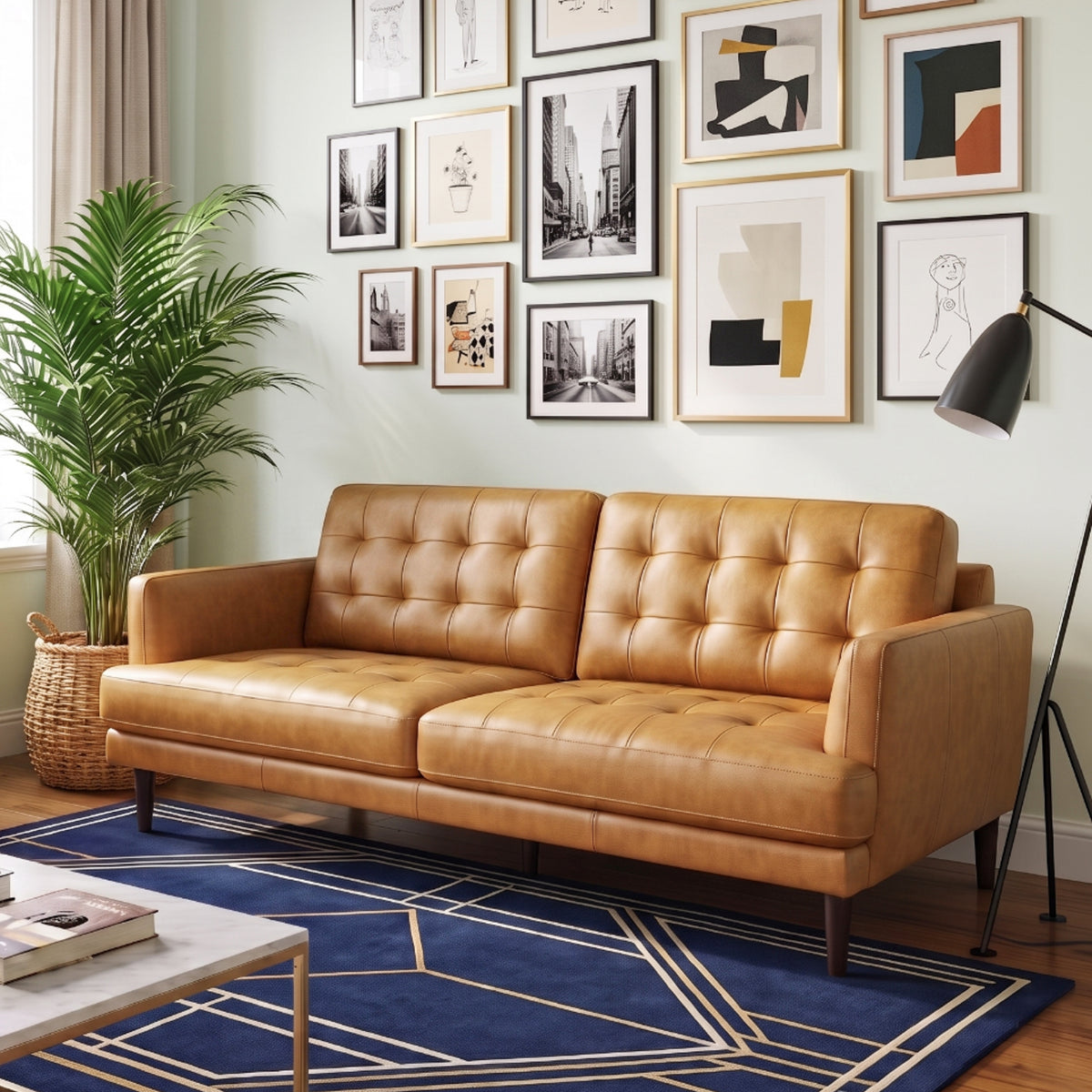 Dakota Tan Leather Sofa