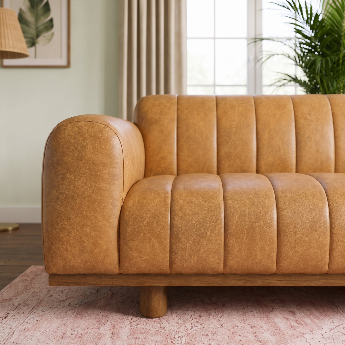 Franklin Top Grain Leather 3-Seater Sofa with Retro Modern Style | New York Modern Furniture
