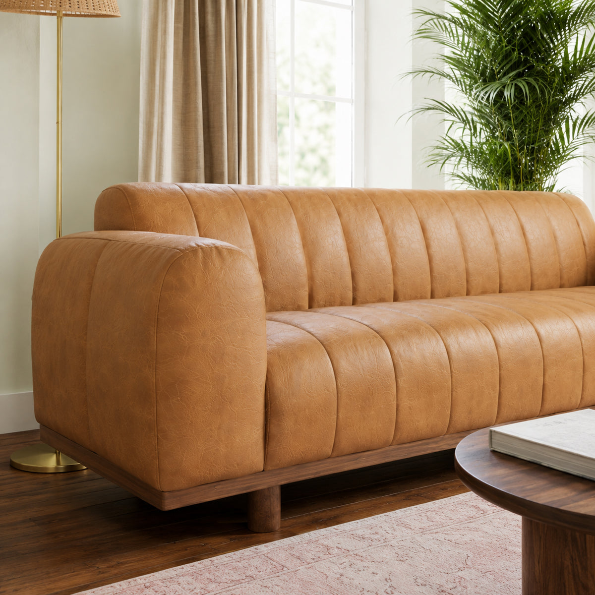 Franklin Top Grain Leather 3-Seater Sofa with Retro Modern Style | New York Modern Furniture