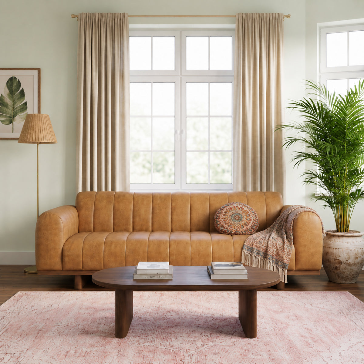 Franklin Top Grain Leather 3-Seater Sofa with Retro Modern Style | New York Modern Furniture