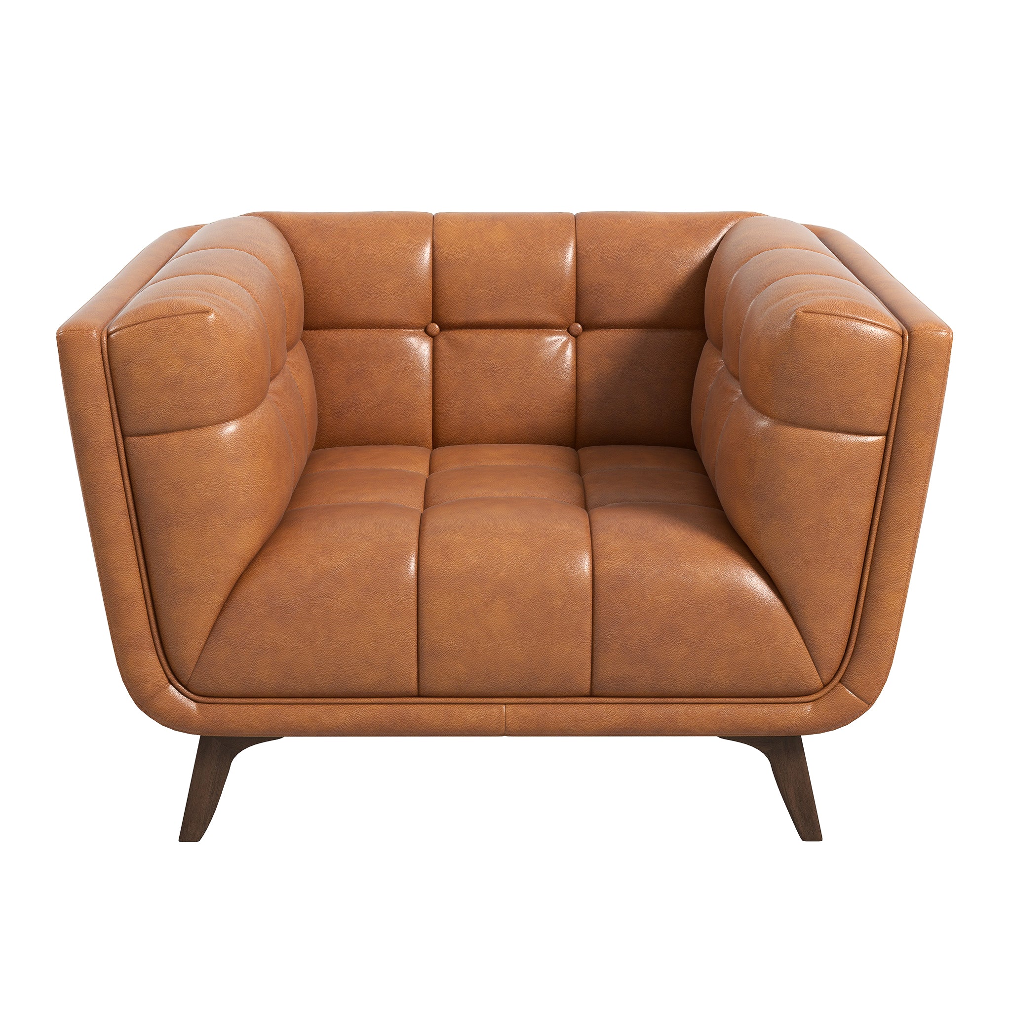 Hancock Mid-Century Modern Cognac Genuine Leather Lounge Chair | New York Modern Furniture