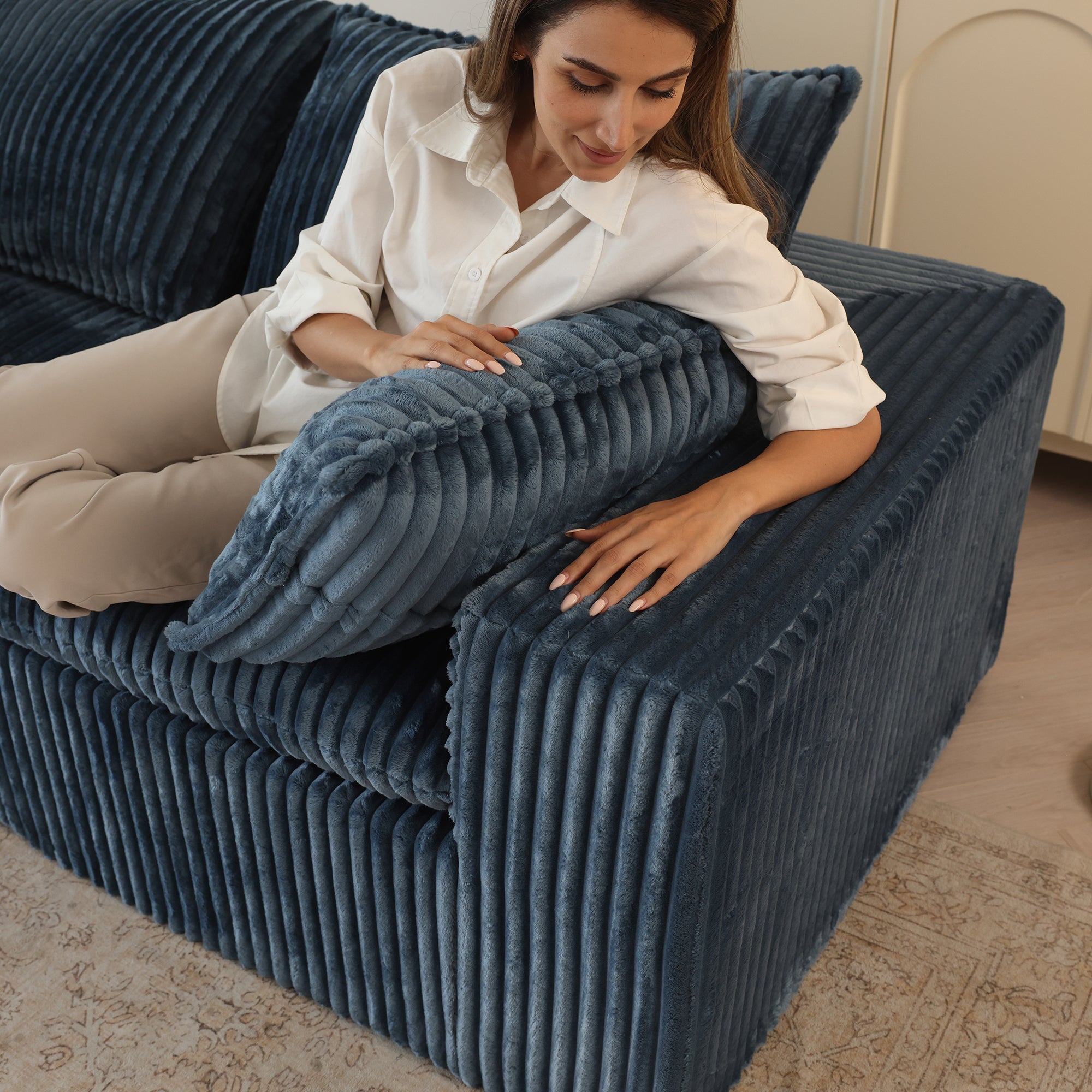 Norre Cloud Blue Corduroy Sofa