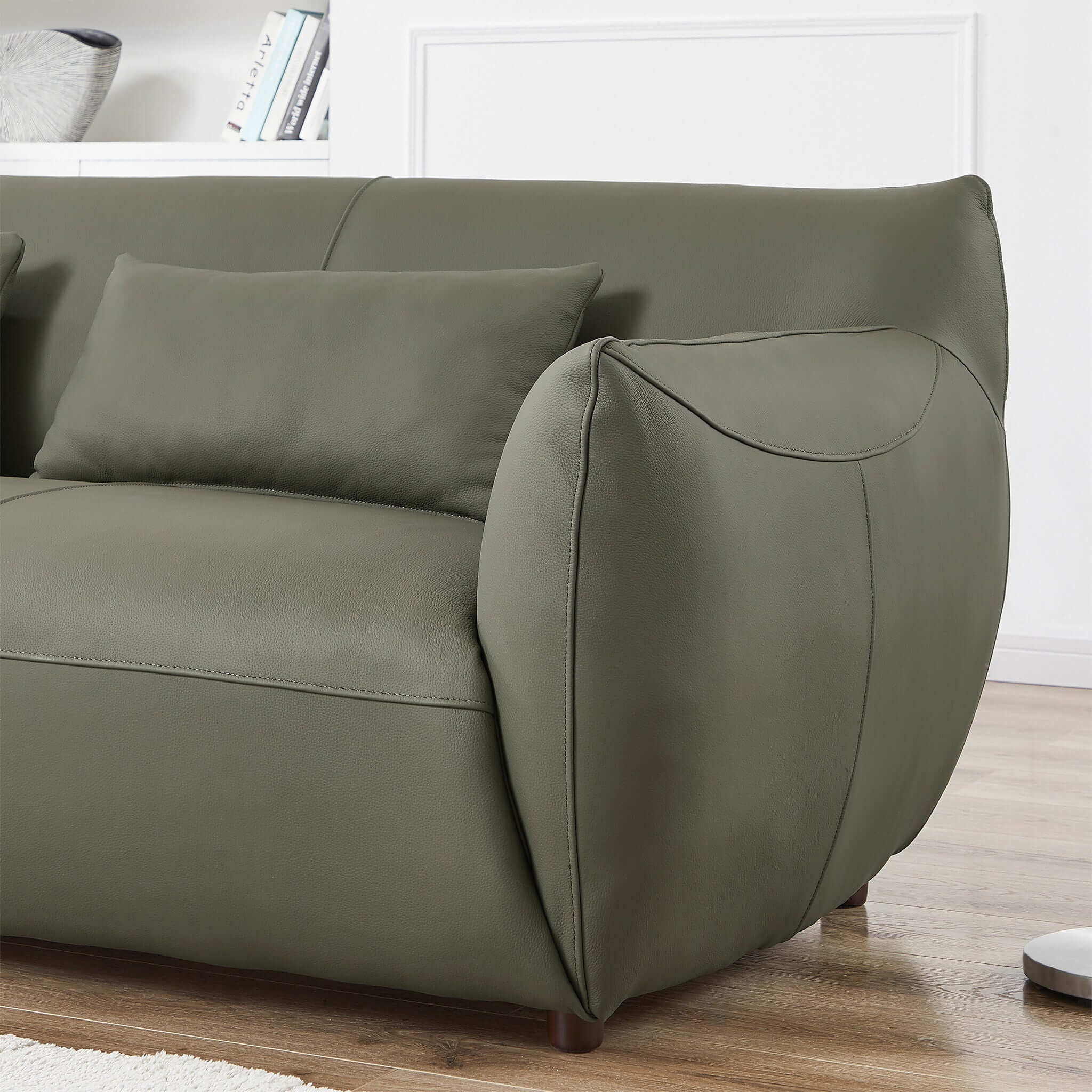 Loukos Olive Green Leather Sofa