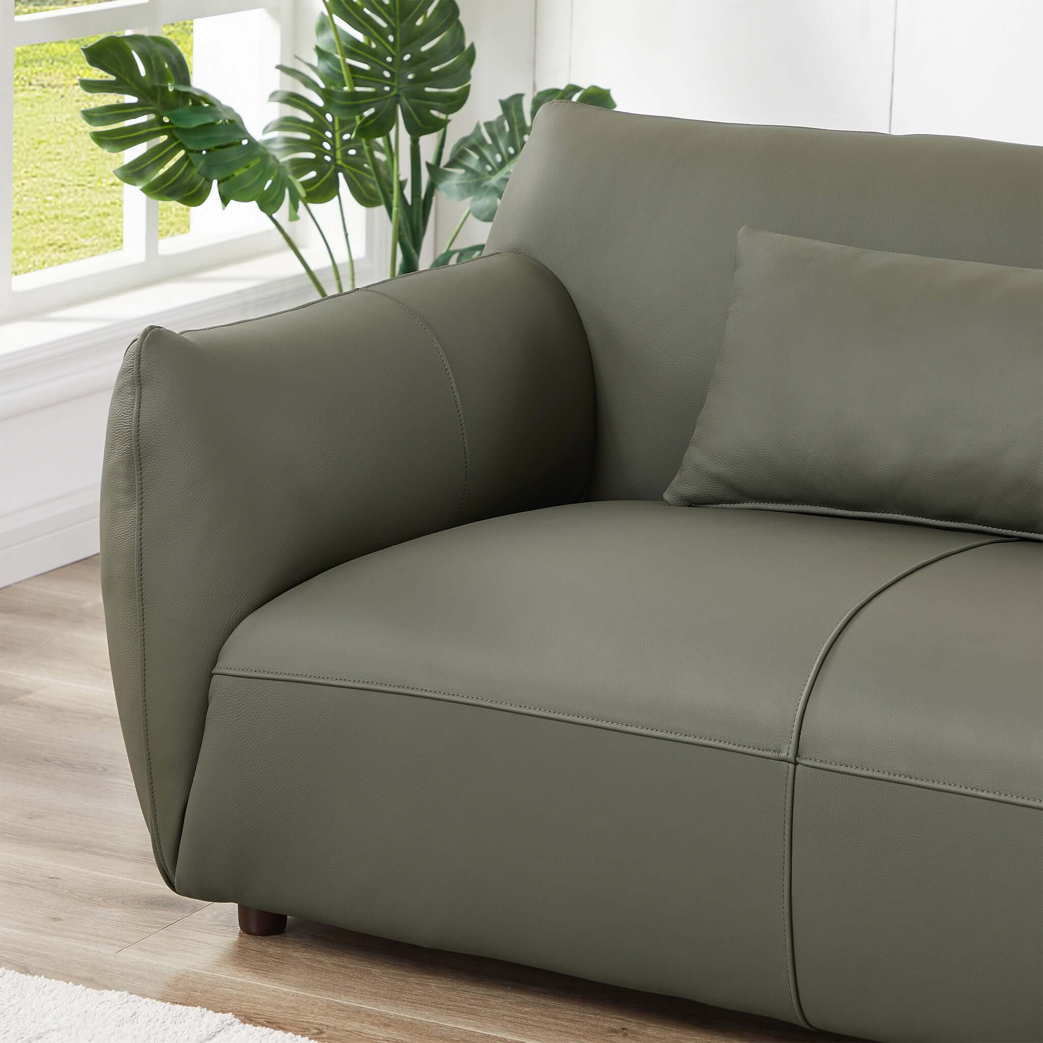 Loukos Olive Green Leather Sofa