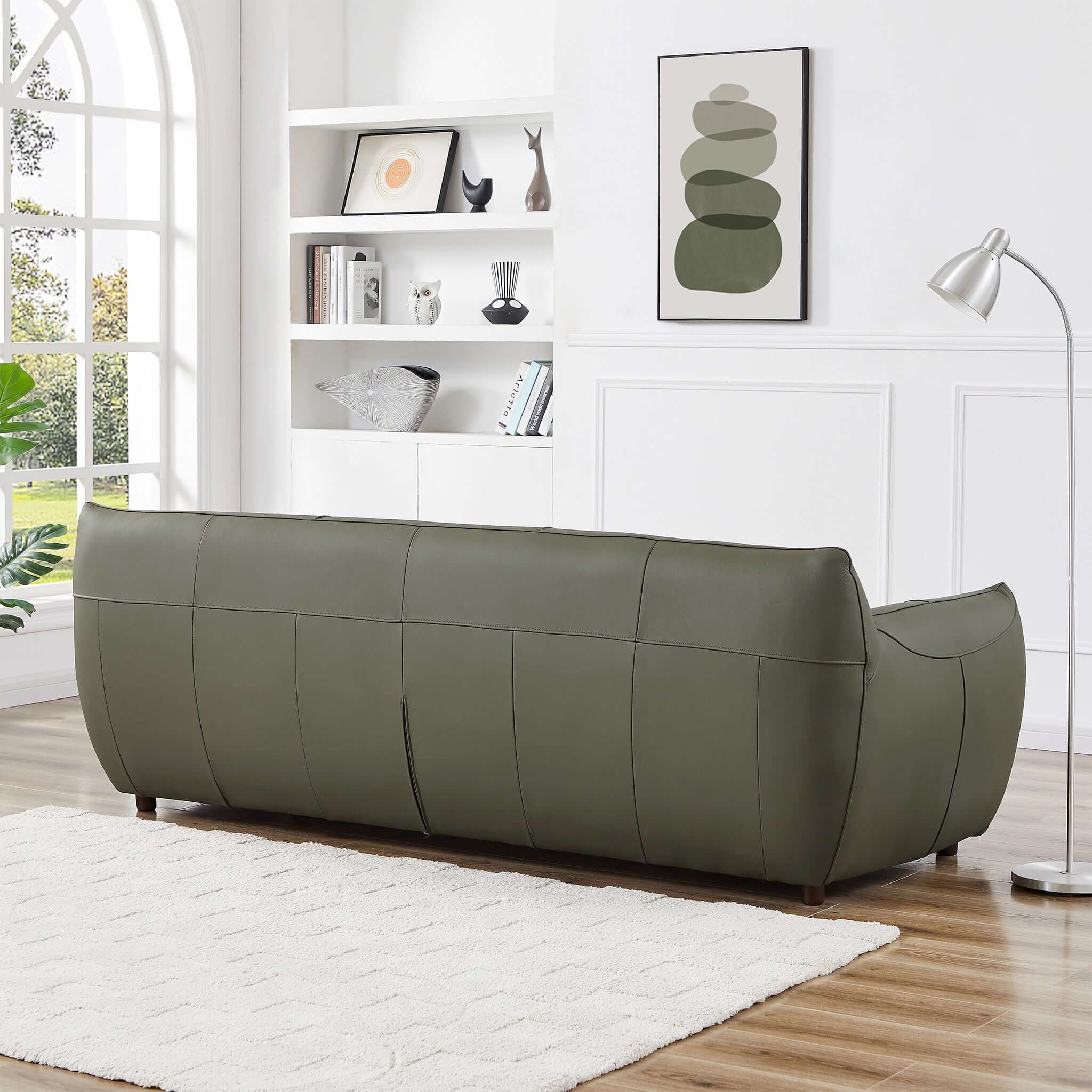 Loukos Olive Green Leather Sofa