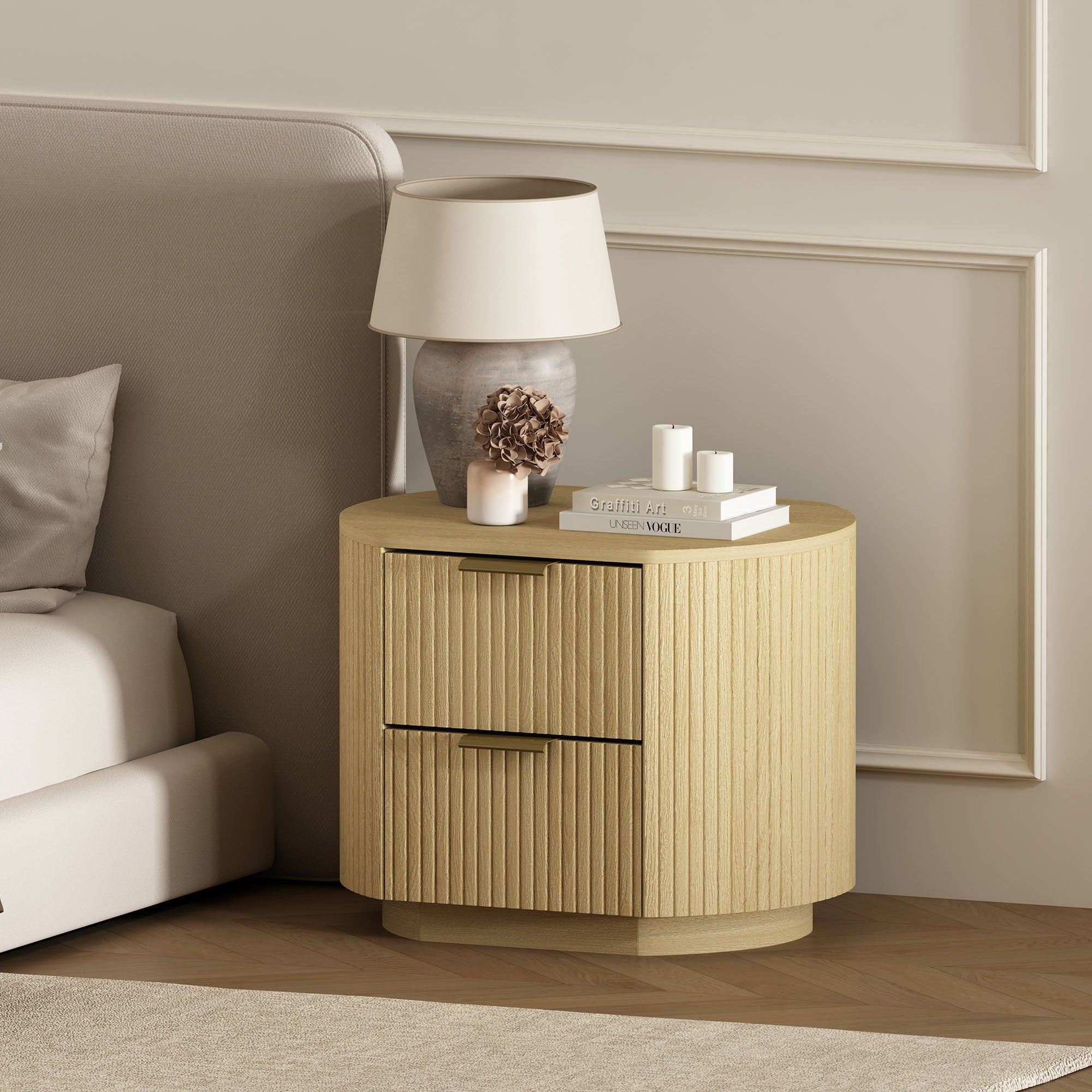 Olivia Modern Natural Oak Nightstand