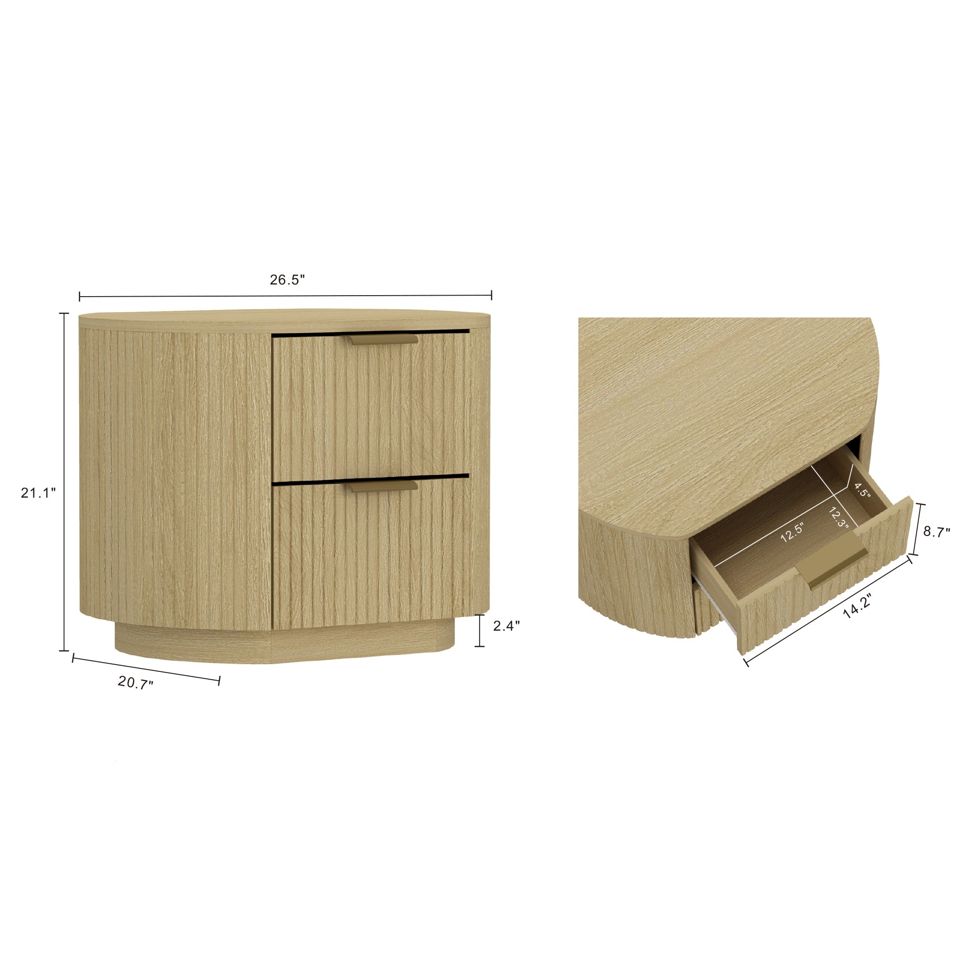 Olivia Modern Natural Oak Nightstand