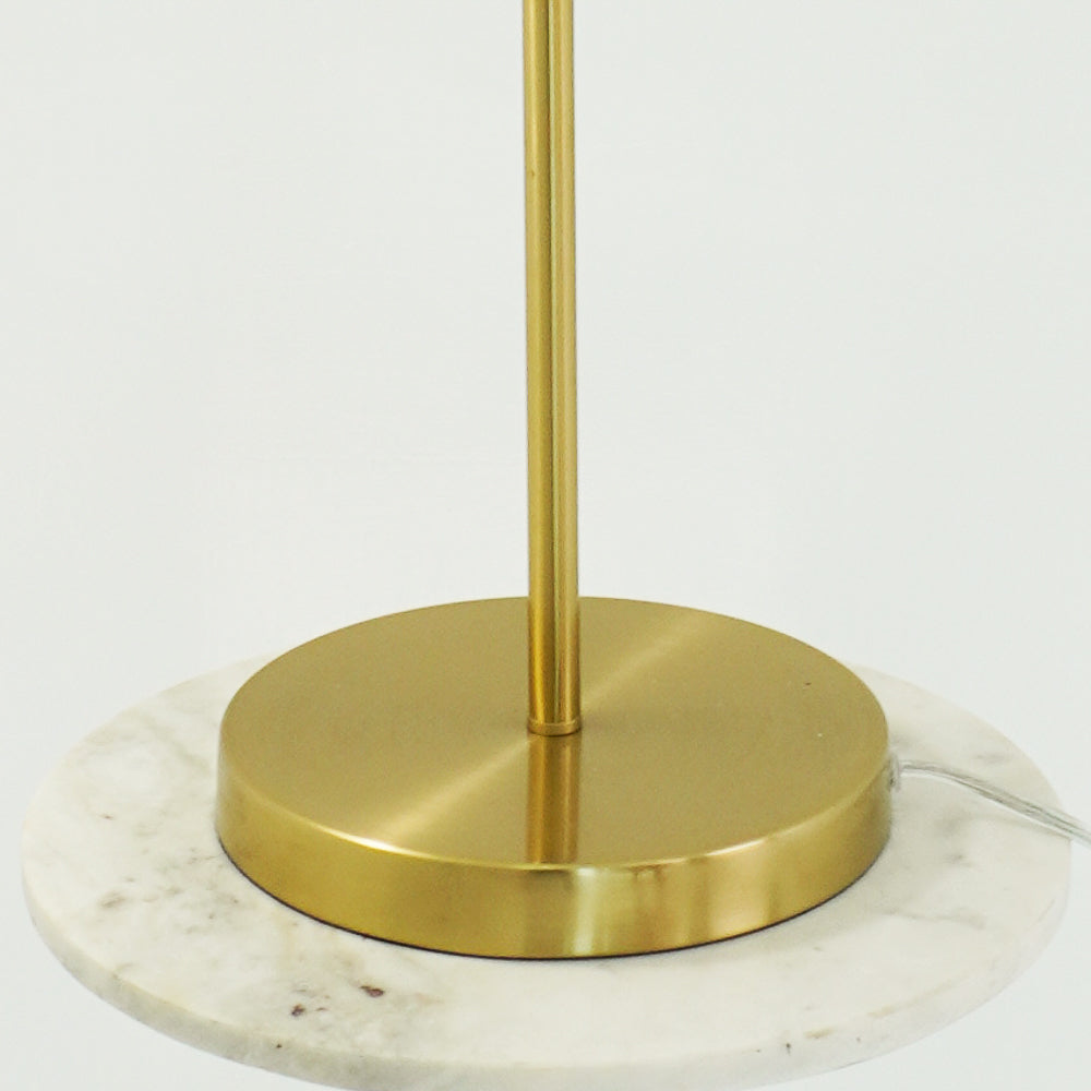 Oslo Brass Ring Base Curved Table Lamp with Triangle White Drum Shade