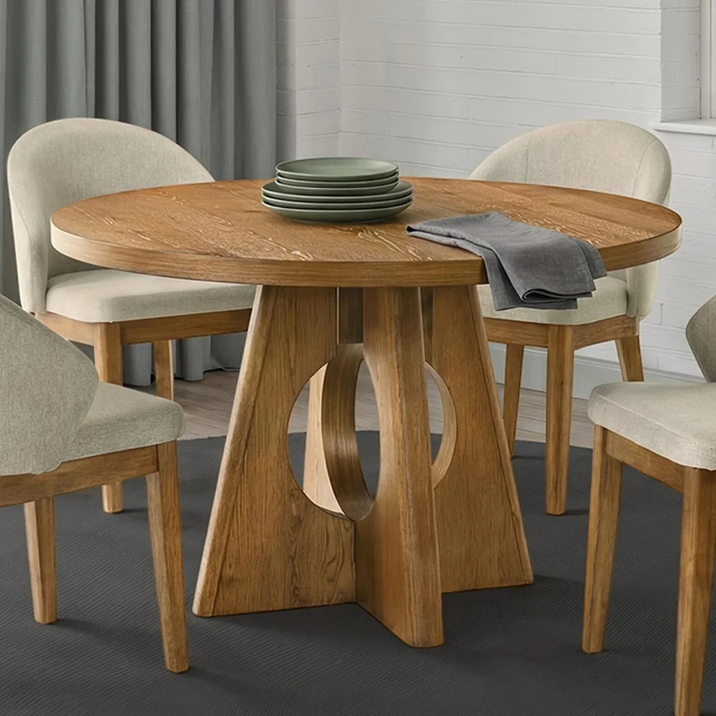 Ozark Organic Modern Walnut 47-Inch Round Pedestal Dining Table