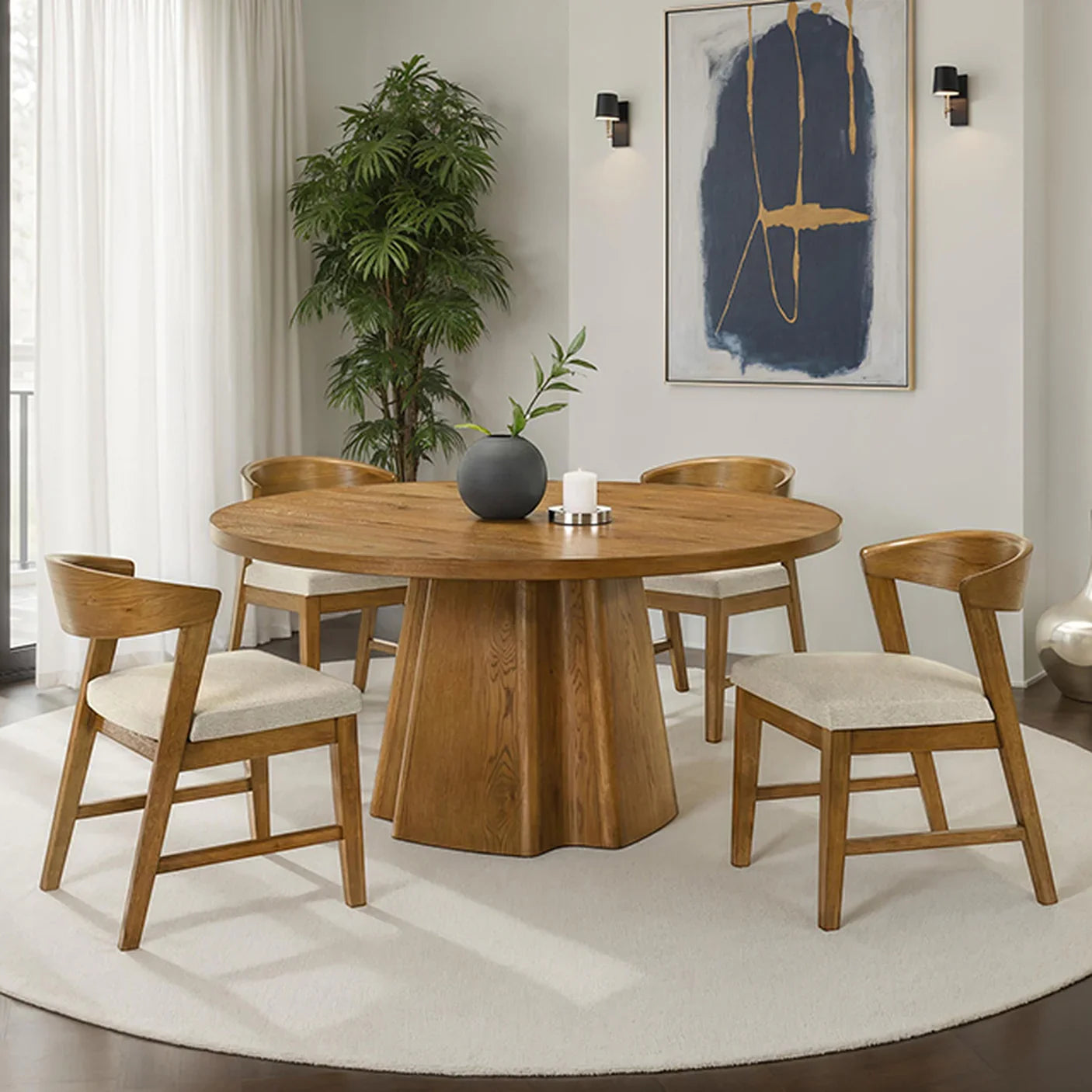 Ozark Organic Modern Walnut Side Chair with Upholstered Fabric Seat (Set of 2)