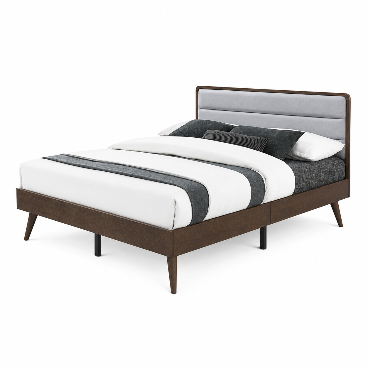Padgett Contemporary Beige Fabric Upholstered Queen Platform Bed