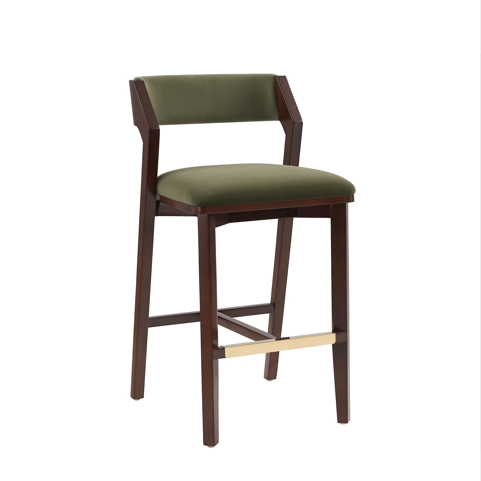 Patricia Velvet Barstool with Backrest - Turtle Green