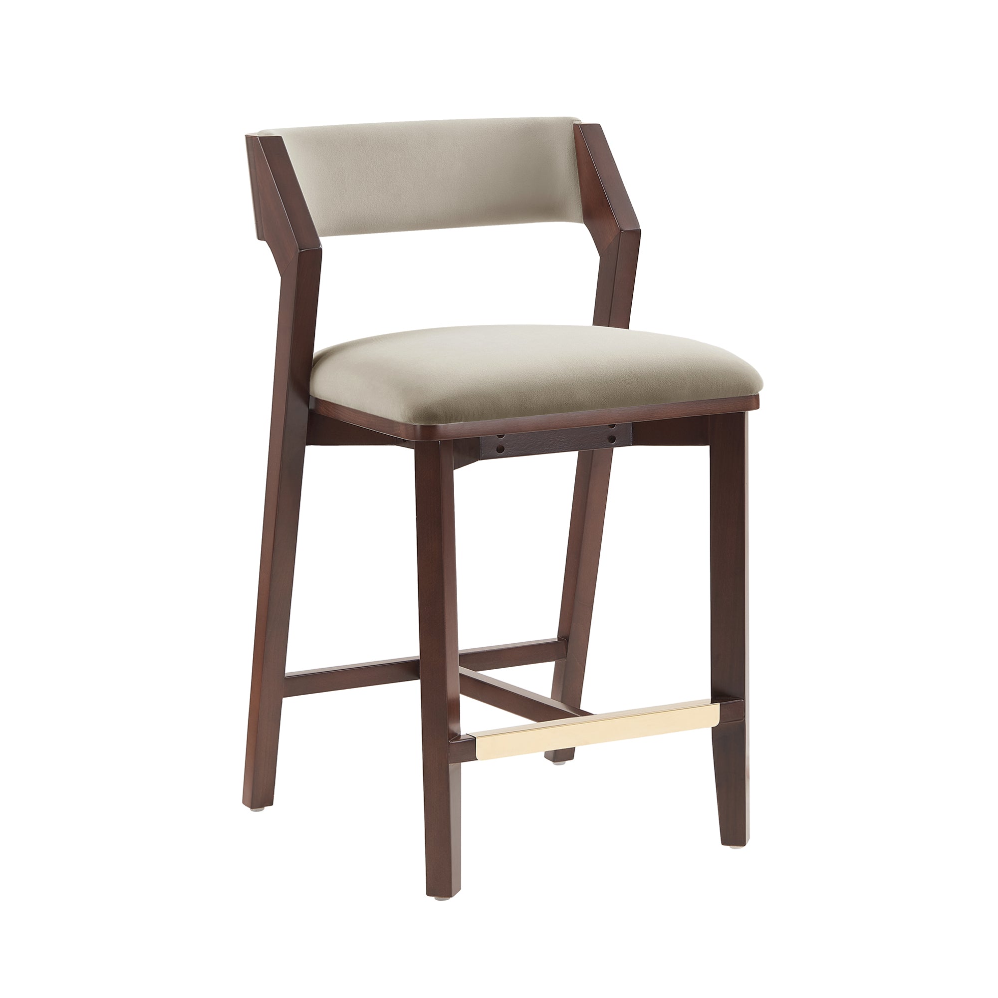 Patricia Velvet Counter Stool with Backrest - Linen