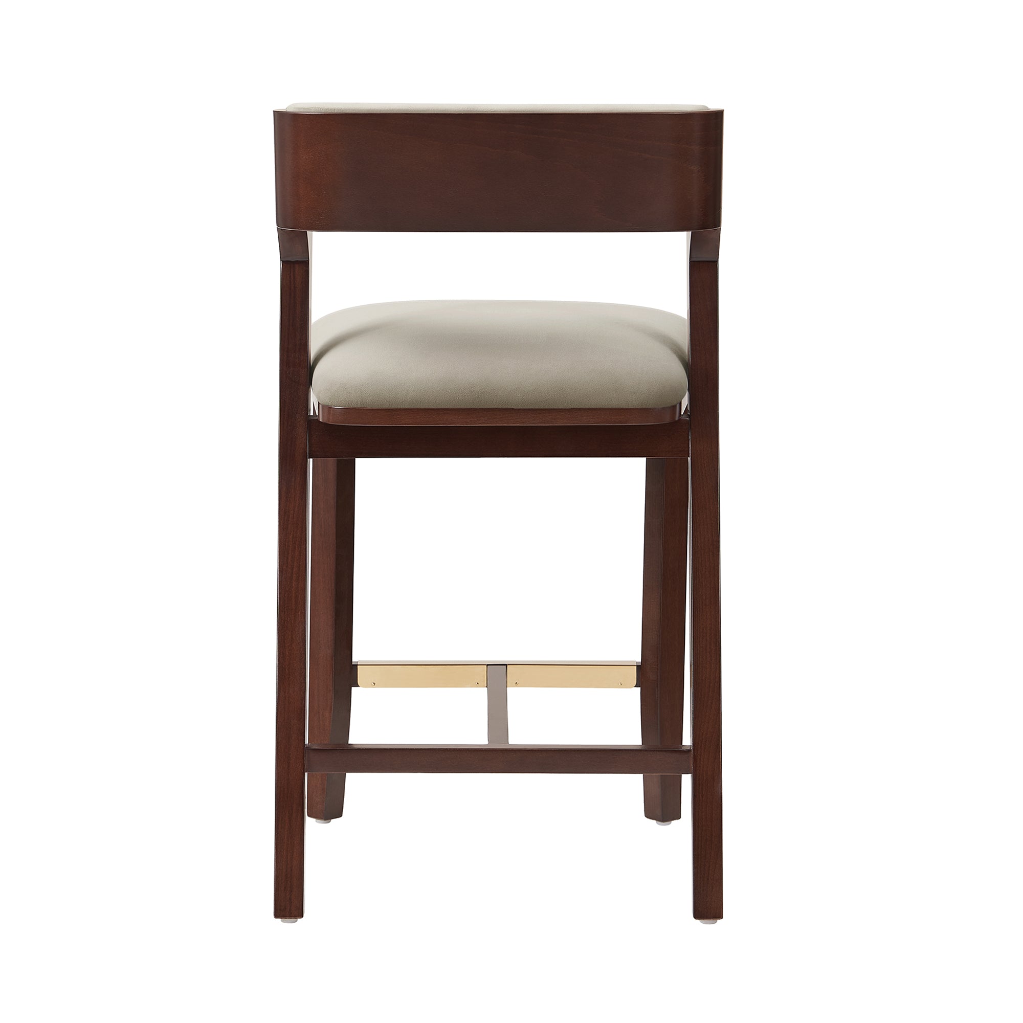 Patricia Velvet Counter Stool with Backrest - Linen