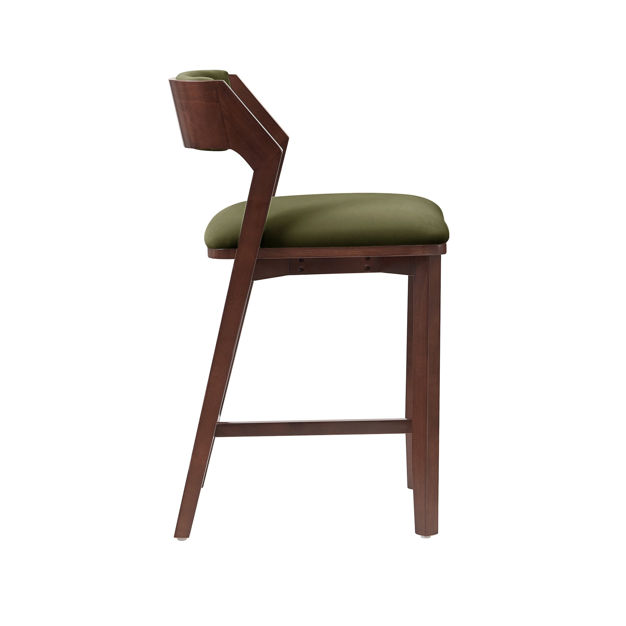 Patricia Velvet Counter Stool with Backrest - Turtle Green