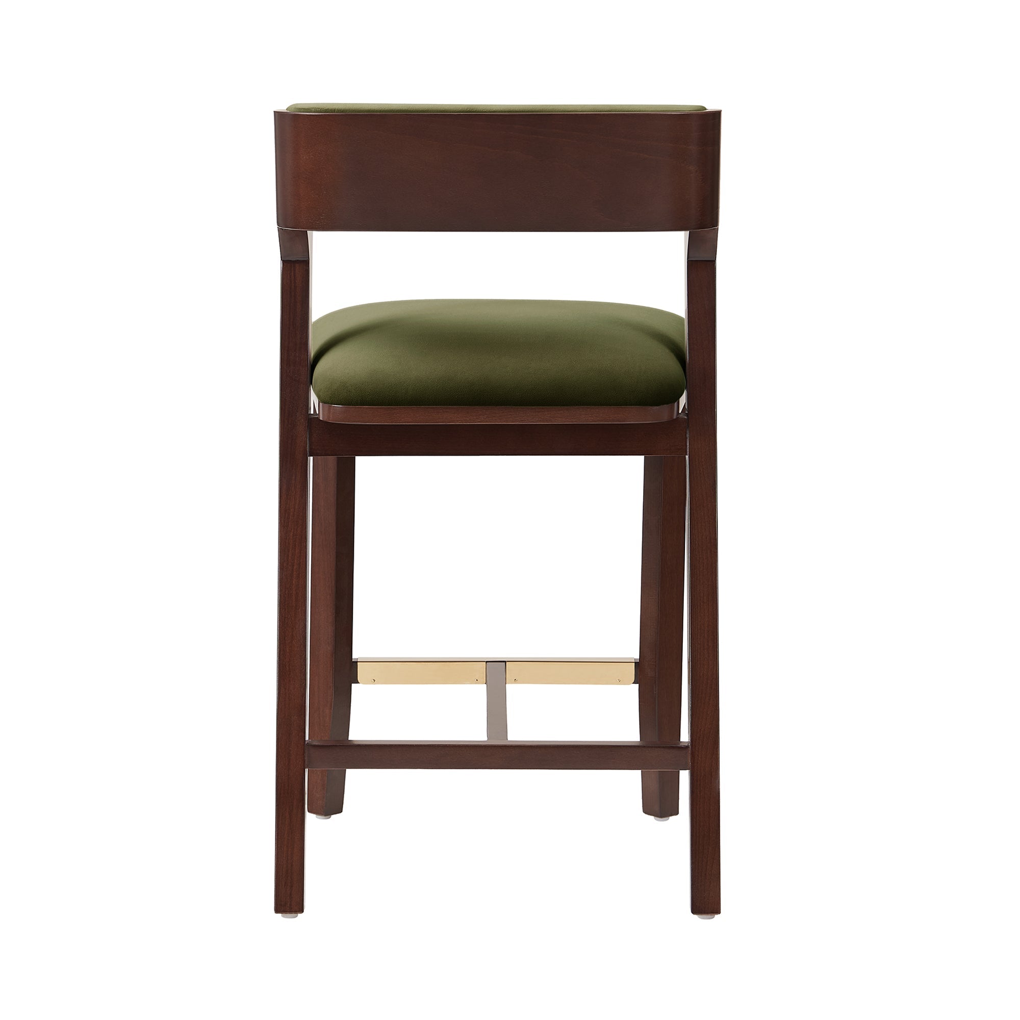 Patricia Velvet Counter Stool with Backrest - Turtle Green