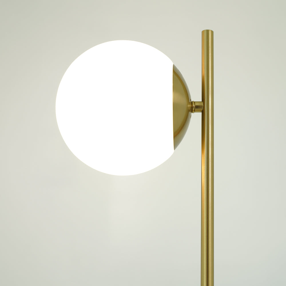 Perforate Modern Small Brass Metal Table Lamp, Desk Lamp Fixture with White Glass Globe Shade