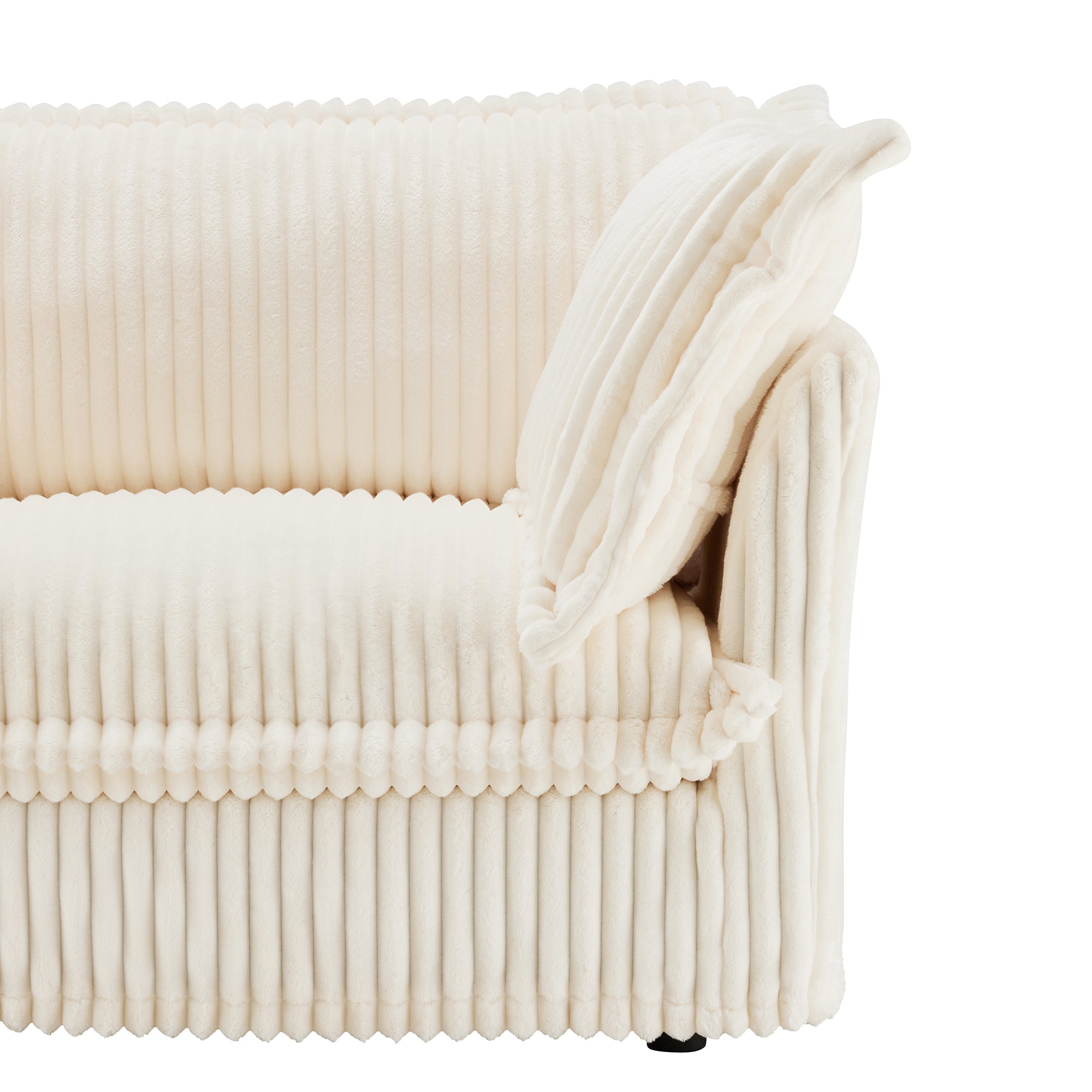 Pierce Slipcovered 3-Seater Corduroy Sofa with Suppleness Armrests