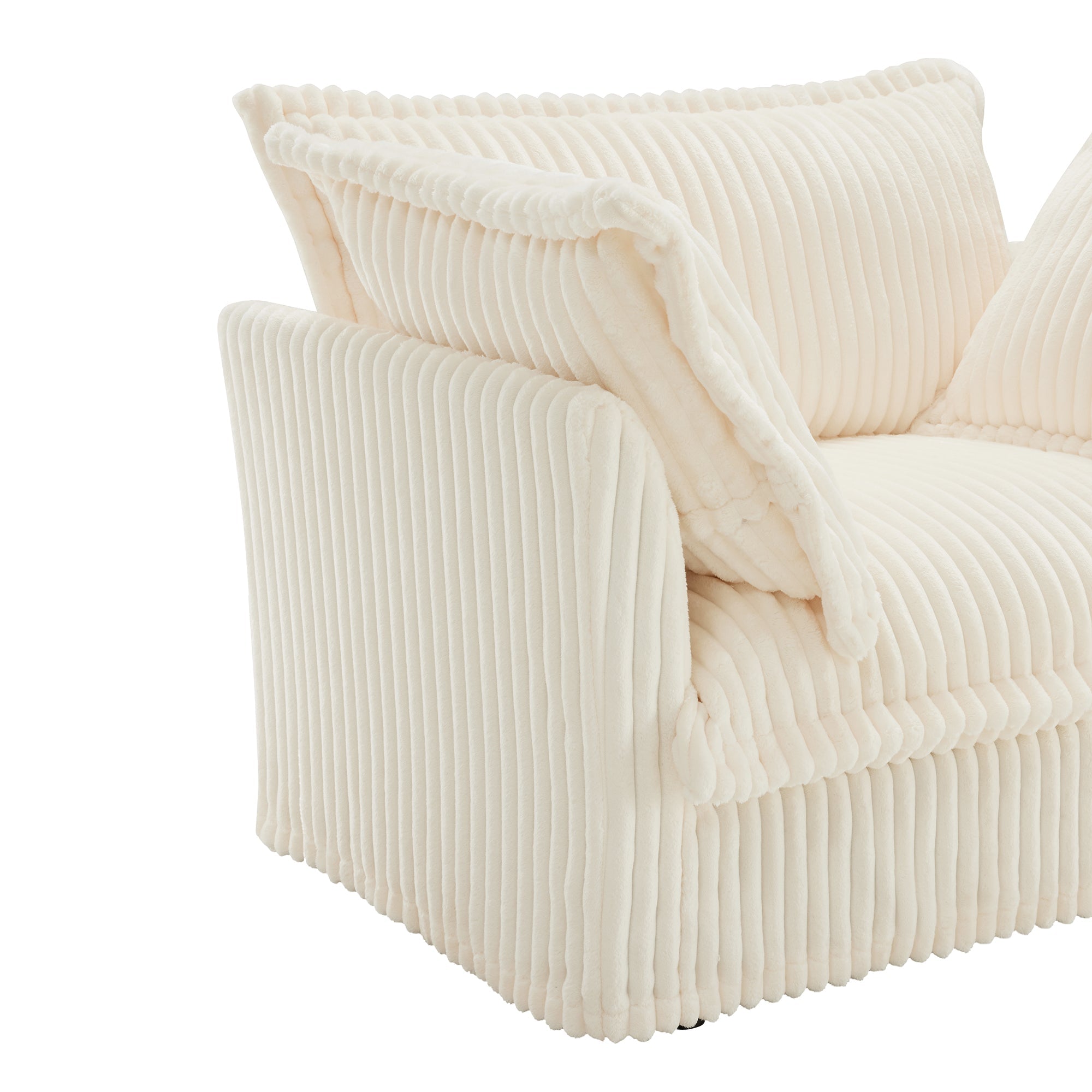 Pierce Slipcovered 3-Seater Corduroy Sofa with Suppleness Armrests