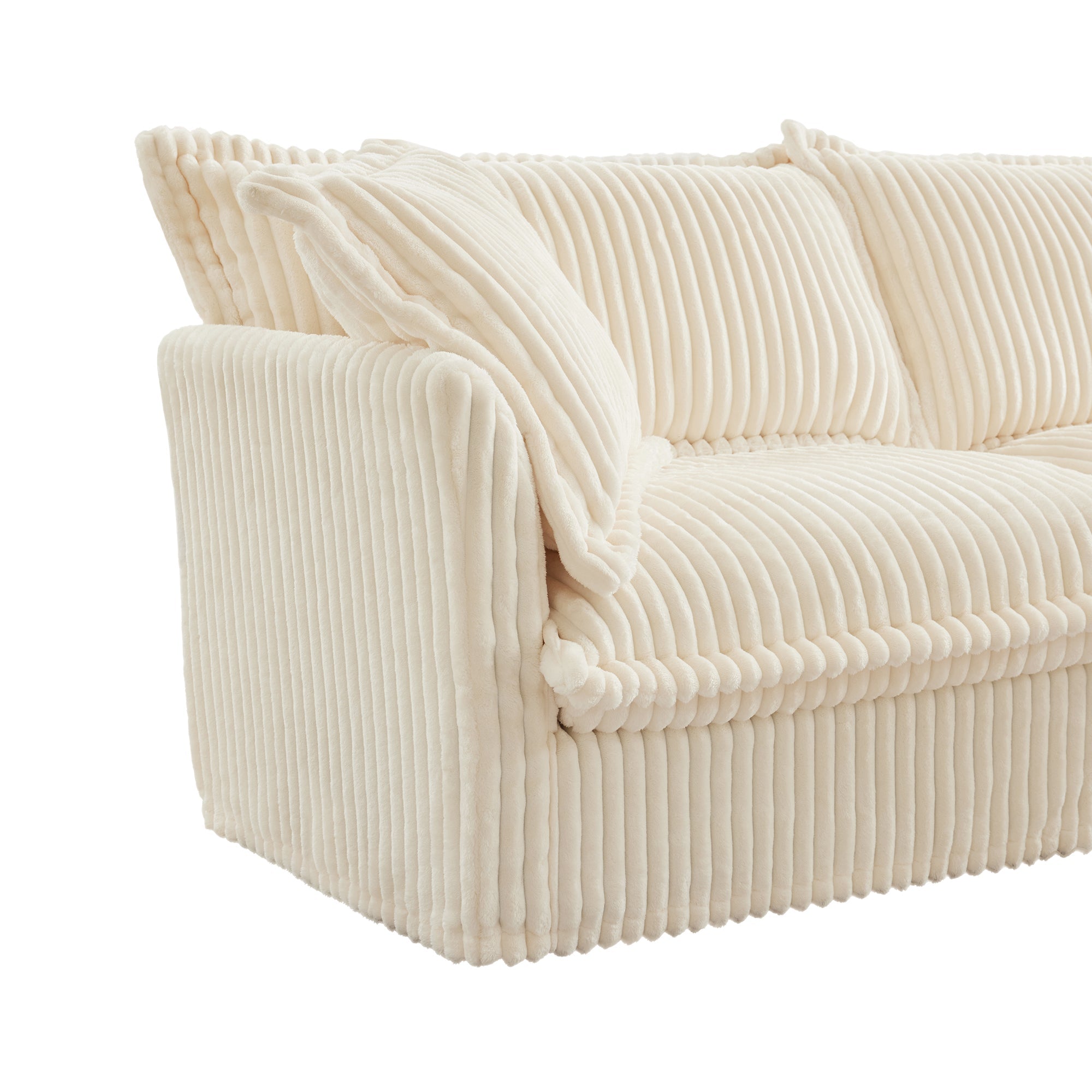 Pierce Slipcovered 3-Seater Corduroy Sofa with Suppleness Armrests