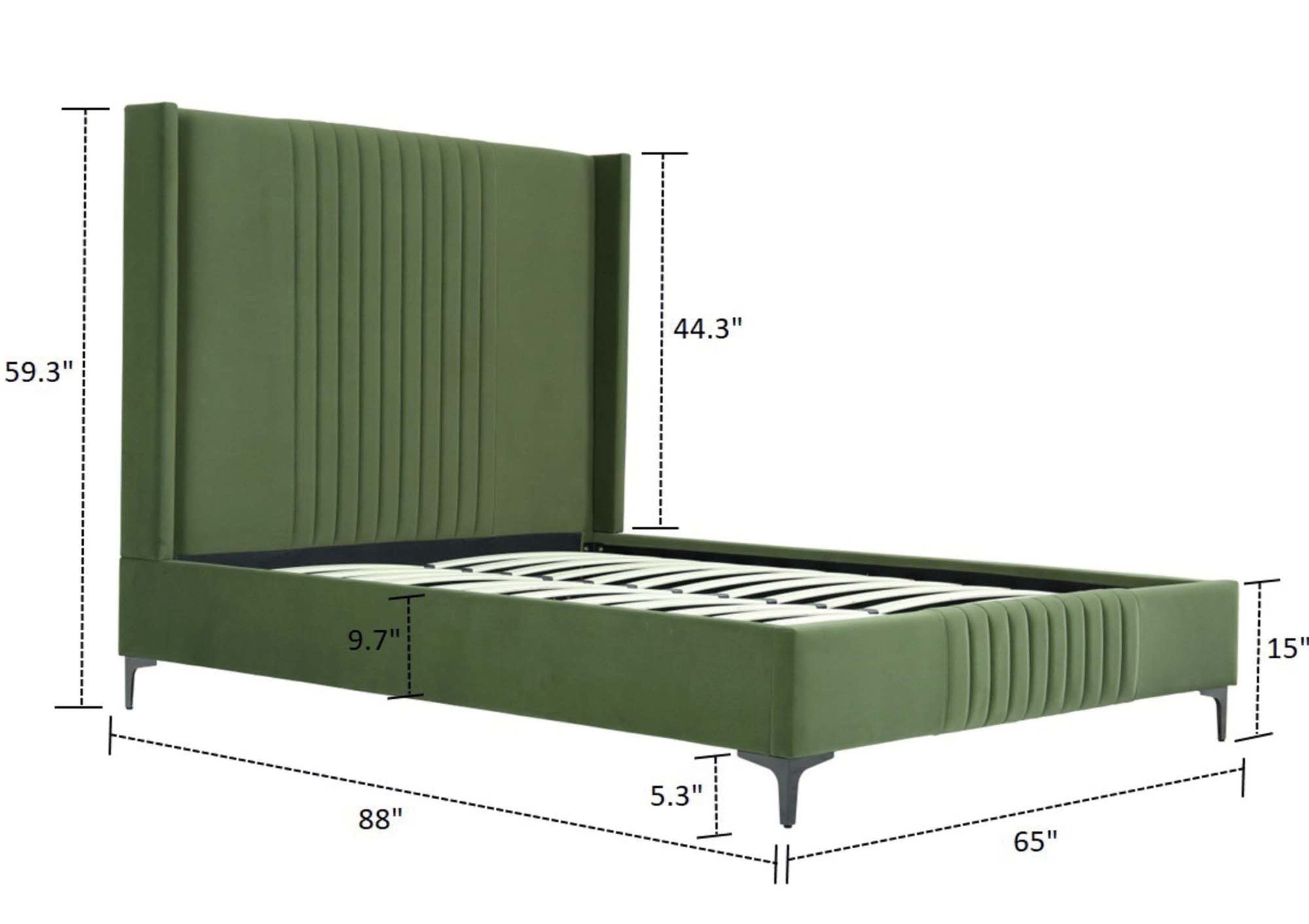 Promenade Queen Bed in Moss Green