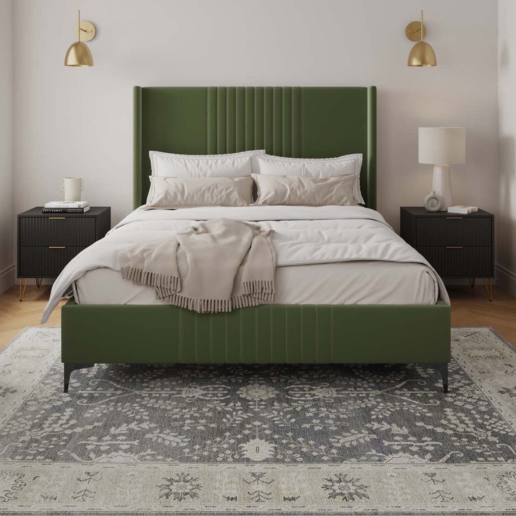 Promenade Queen Bed in Moss Green