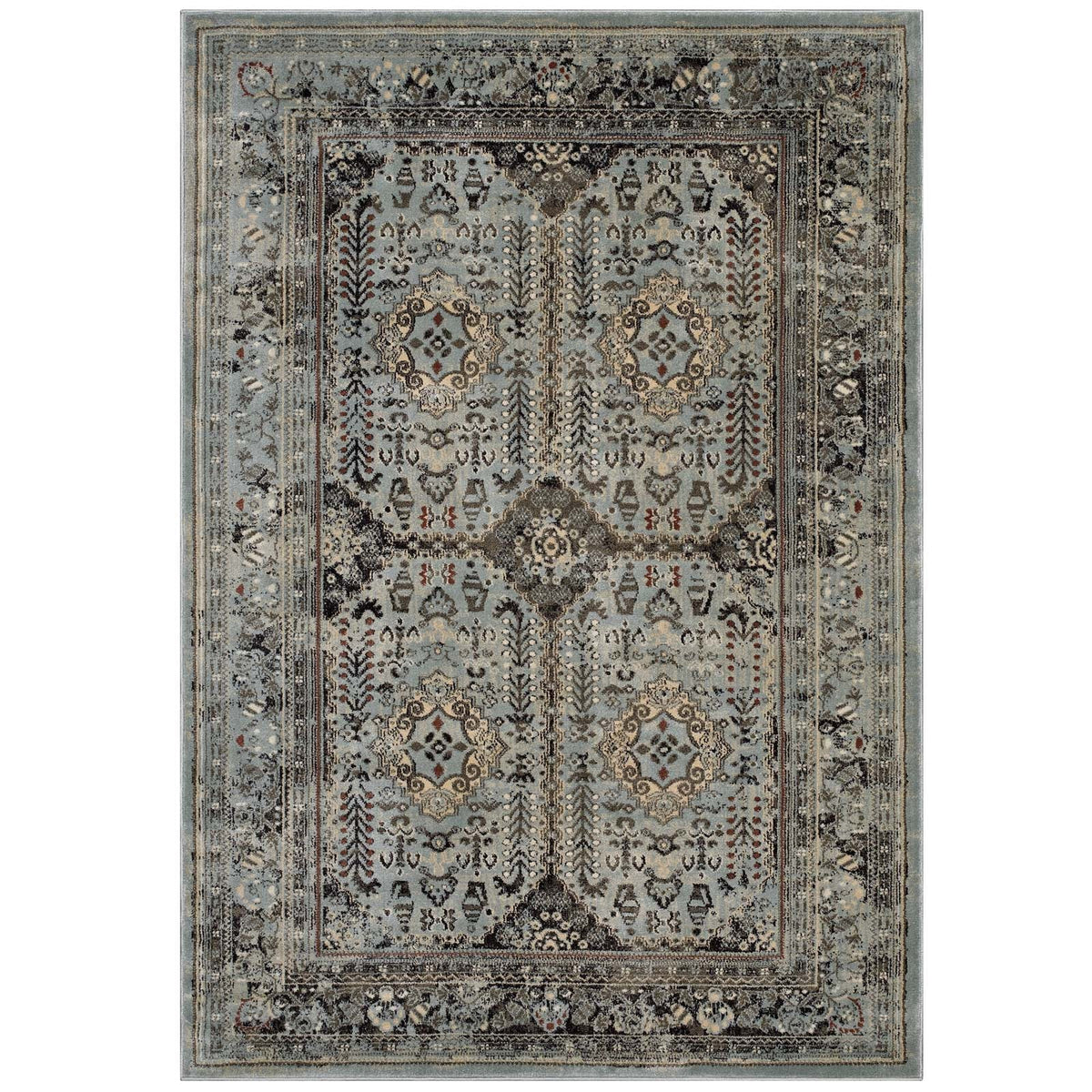 Enye Distressed Vintage Floral Lattice Area Rug